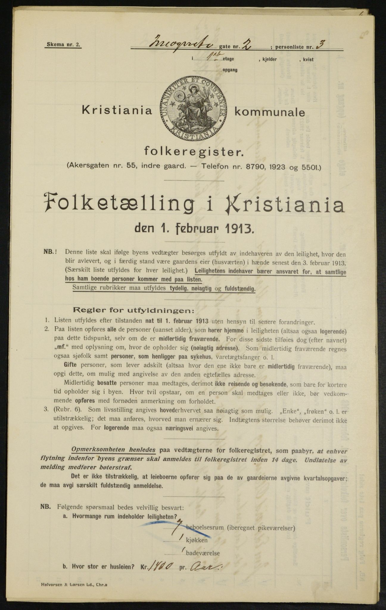 OBA, Municipal Census 1913 for Kristiania, 1913, p. 43805