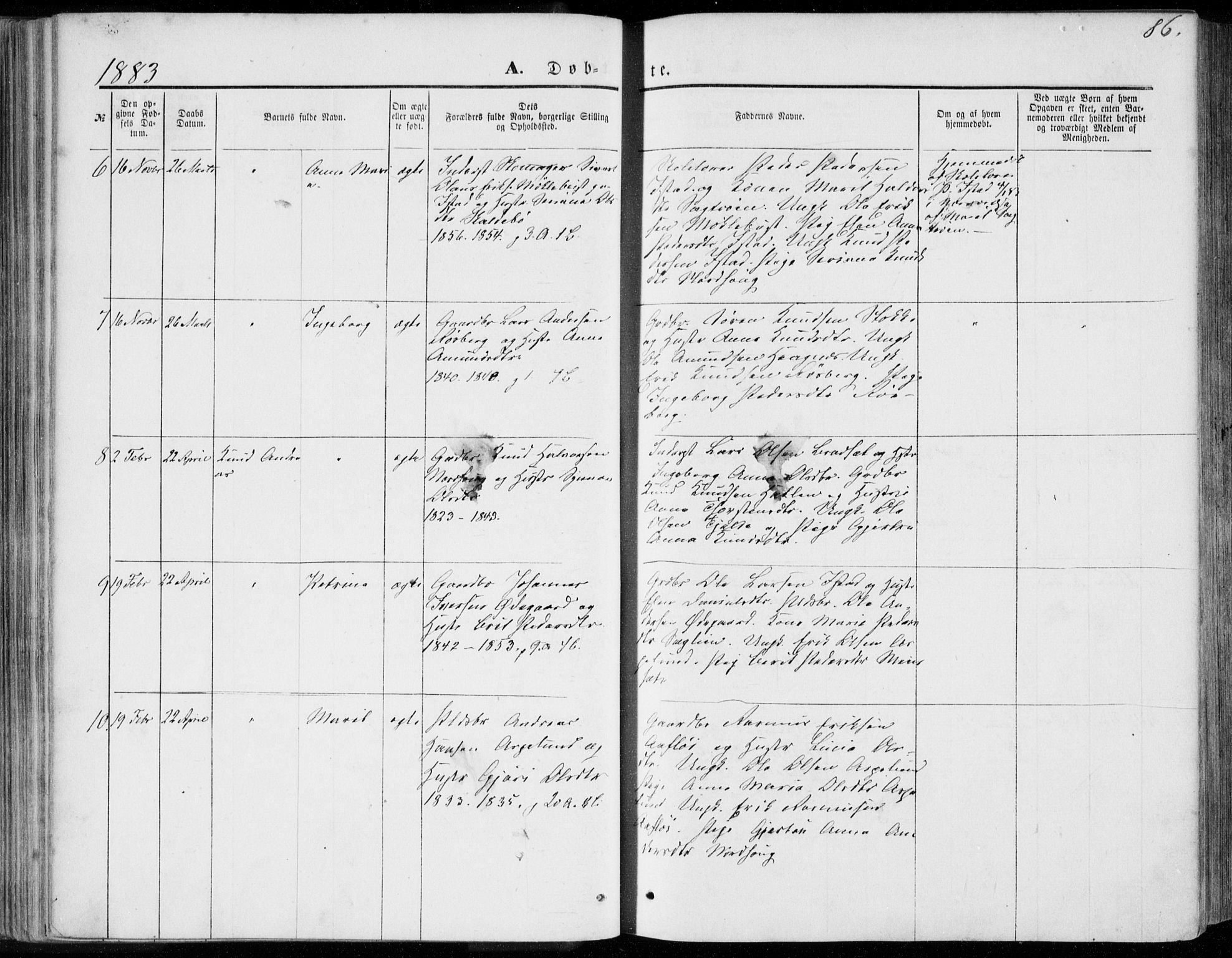 Ministerialprotokoller, klokkerbøker og fødselsregistre - Møre og Romsdal, AV/SAT-A-1454/557/L0681: Parish register (official) no. 557A03, 1869-1886, p. 86