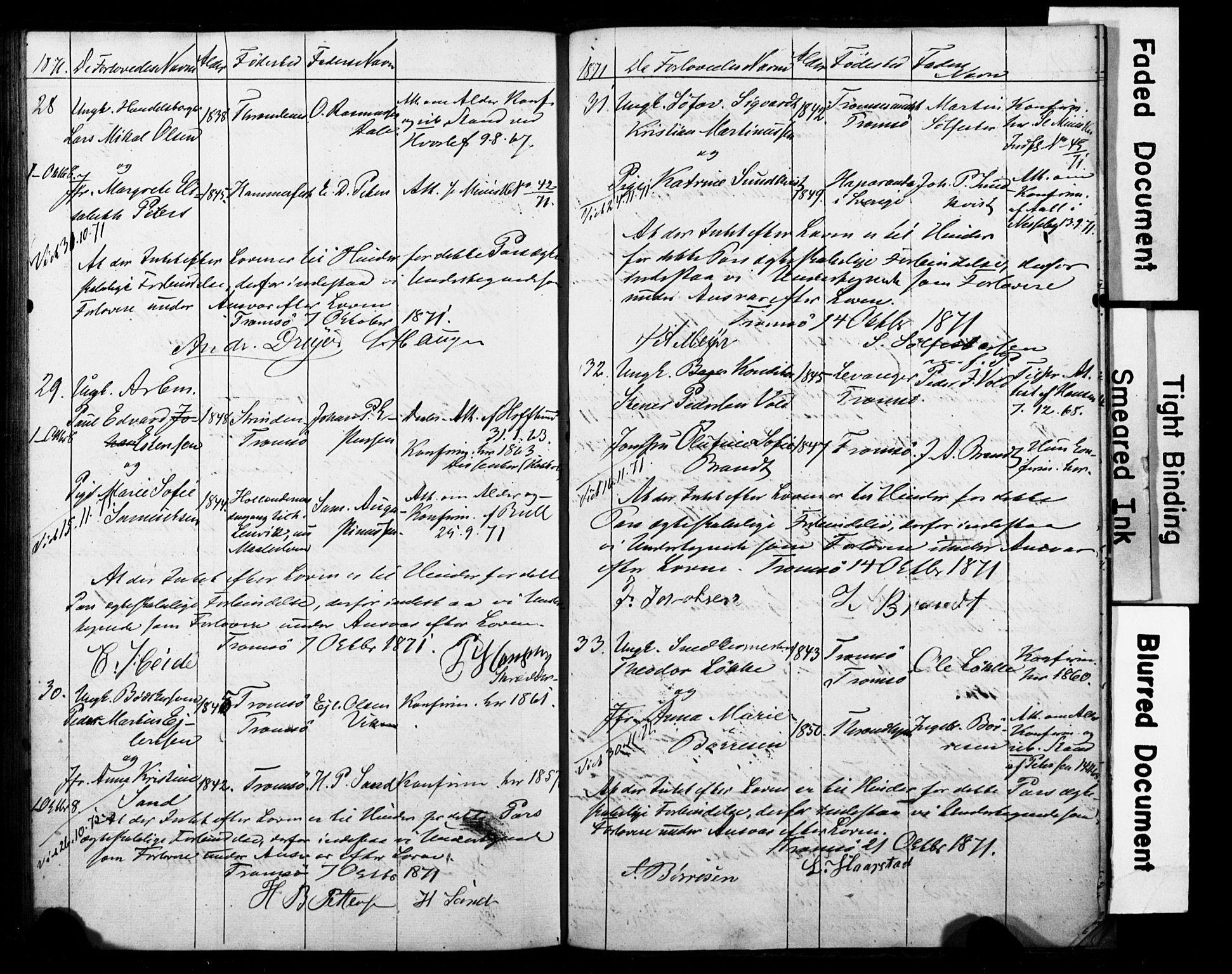 Tromsø sokneprestkontor/stiftsprosti/domprosti, AV/SATØ-S-1343/H/Hc/L0097: Banns register no. 97, 1851-1872