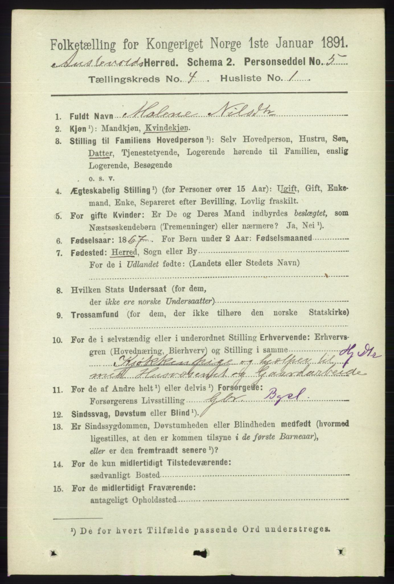 RA, 1891 census for 1244 Austevoll, 1891, p. 1418