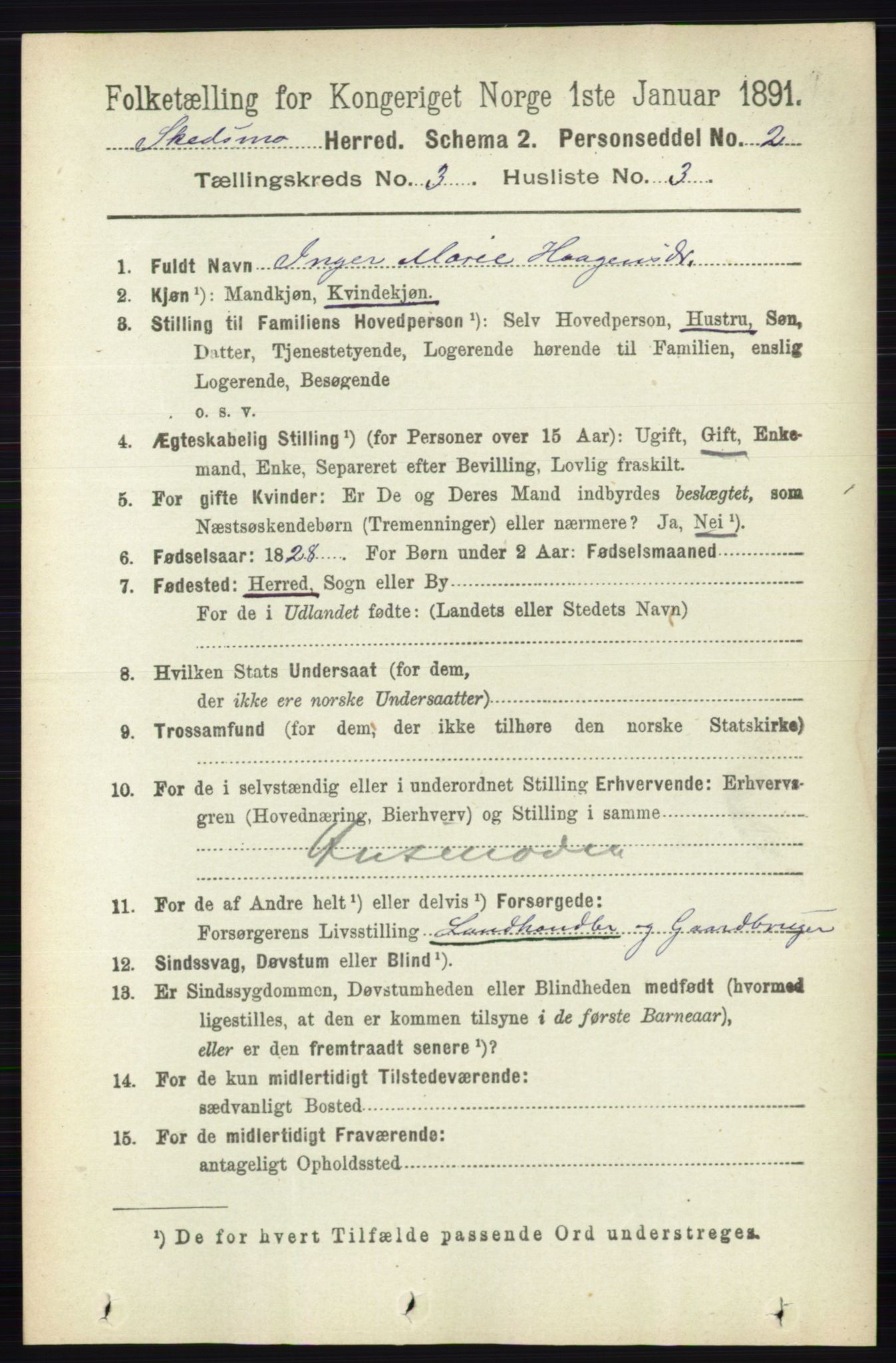 RA, 1891 census for 0231 Skedsmo, 1891, p. 1320