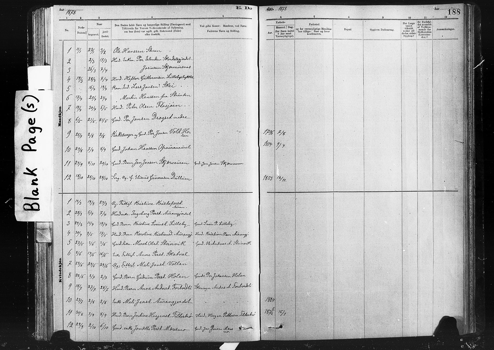 Ministerialprotokoller, klokkerbøker og fødselsregistre - Nord-Trøndelag, SAT/A-1458/712/L0103: Parish register (copy) no. 712C01, 1878-1917, p. 188