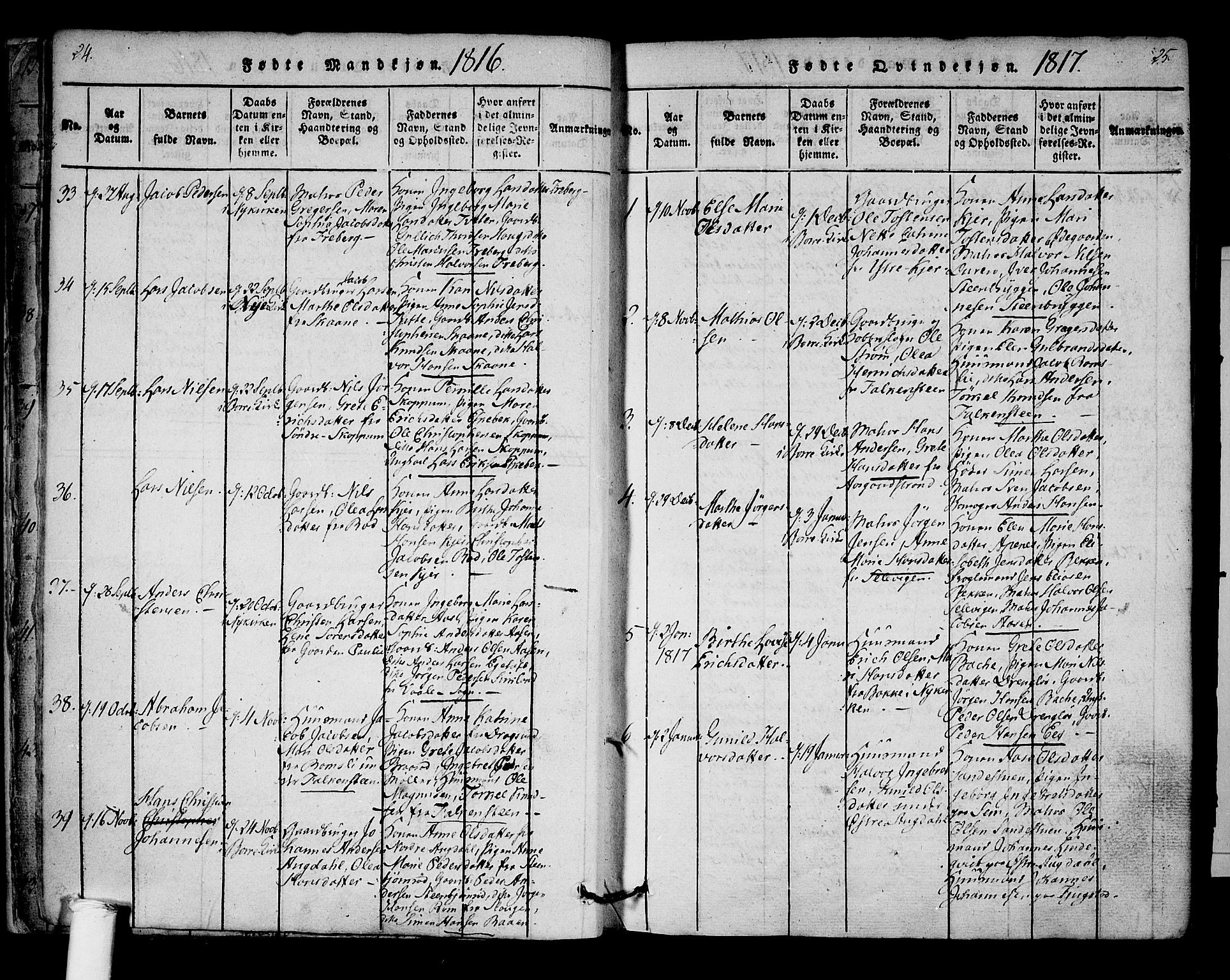 Borre kirkebøker, SAKO/A-338/F/Fa/L0004: Parish register (official) no. I 4, 1815-1845, p. 24-25