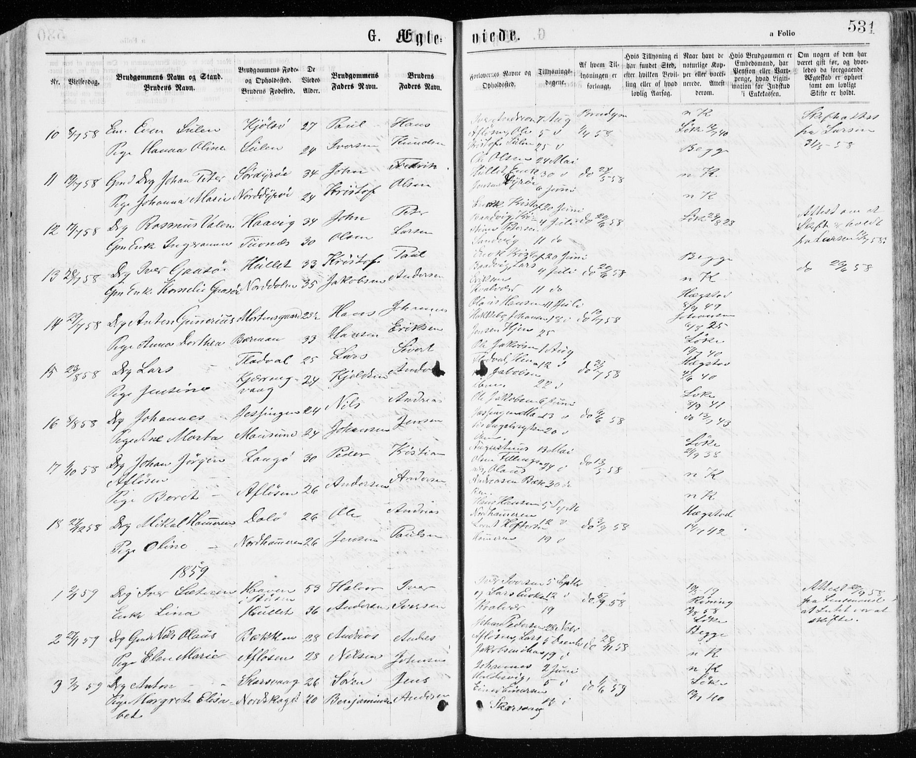 Ministerialprotokoller, klokkerbøker og fødselsregistre - Sør-Trøndelag, SAT/A-1456/640/L0576: Parish register (official) no. 640A01, 1846-1876, p. 531