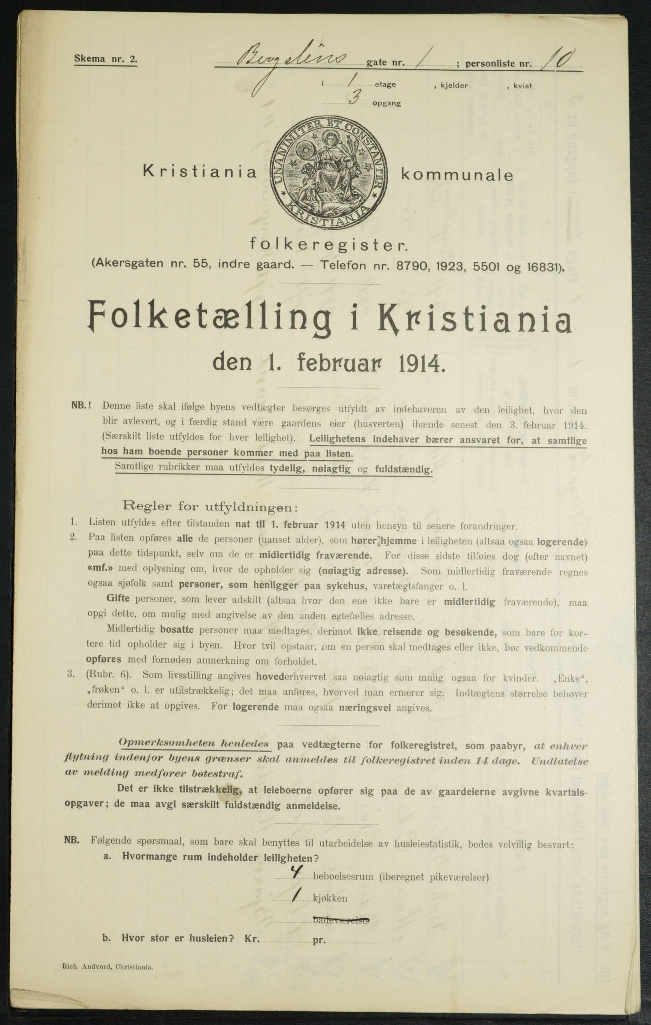 OBA, Municipal Census 1914 for Kristiania, 1914, p. 4035