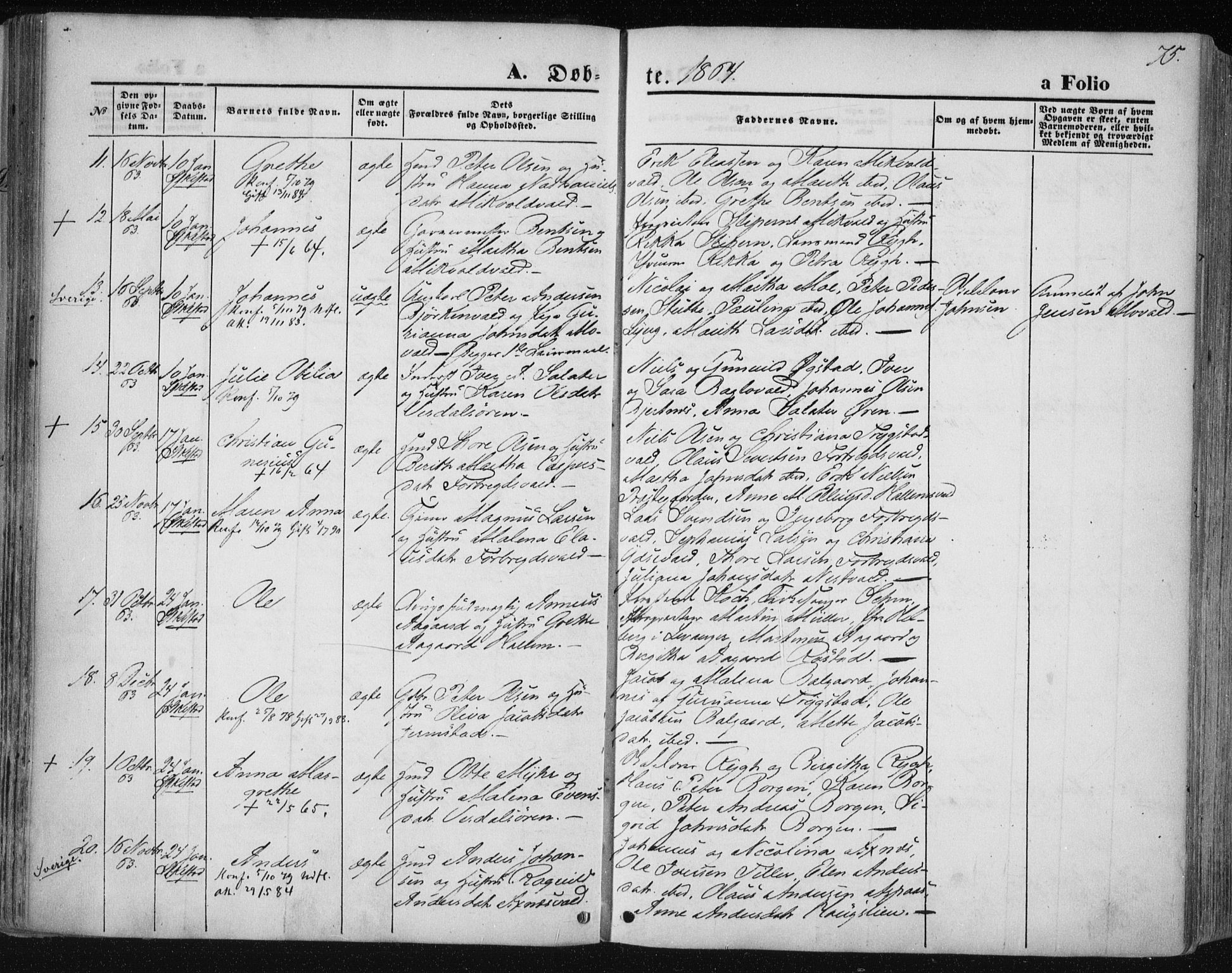 Ministerialprotokoller, klokkerbøker og fødselsregistre - Nord-Trøndelag, SAT/A-1458/723/L0241: Parish register (official) no. 723A10, 1860-1869, p. 75