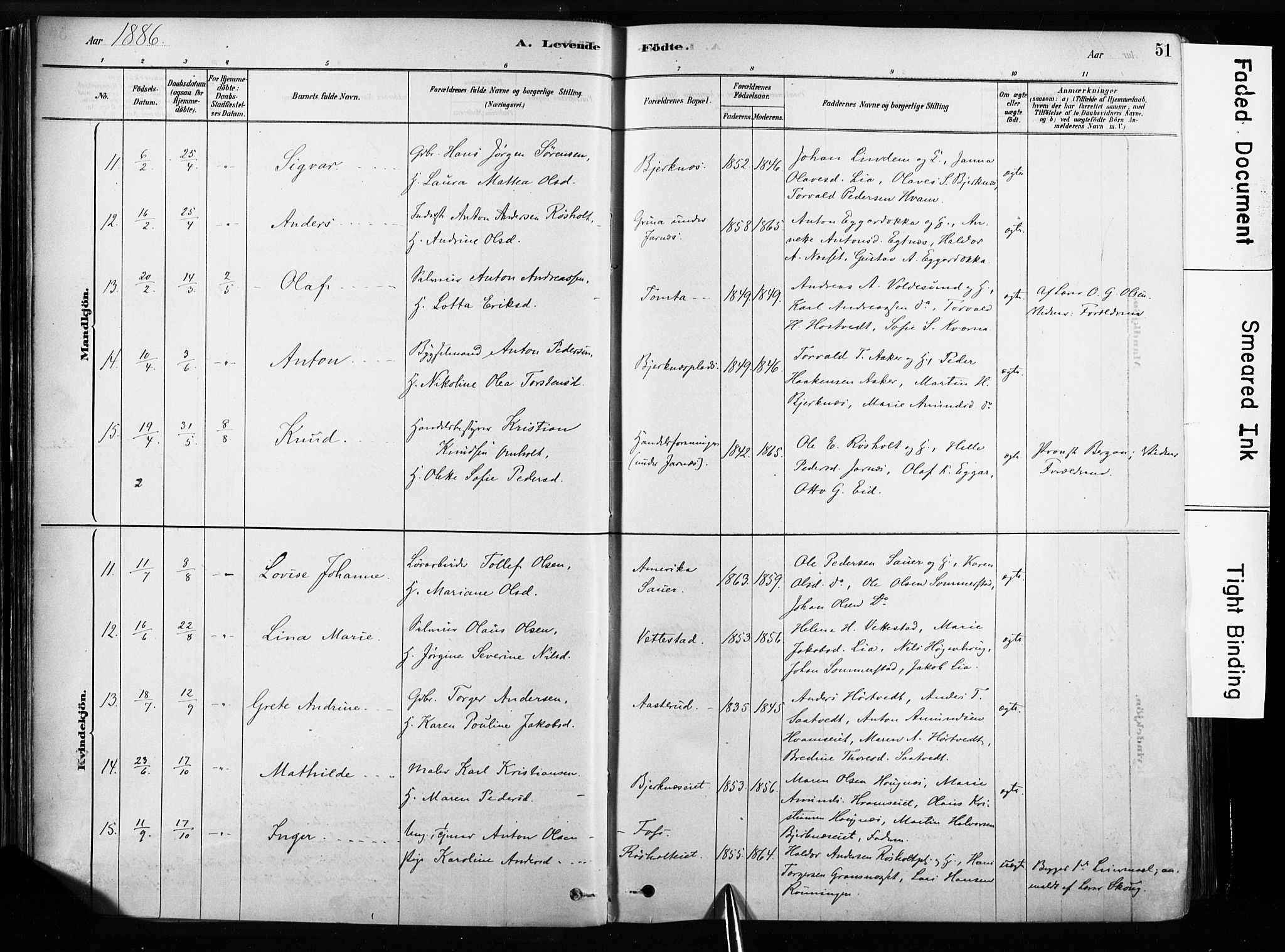 Sandsvær kirkebøker, AV/SAKO-A-244/F/Fb/L0001: Parish register (official) no. II 1, 1878-1906, p. 51