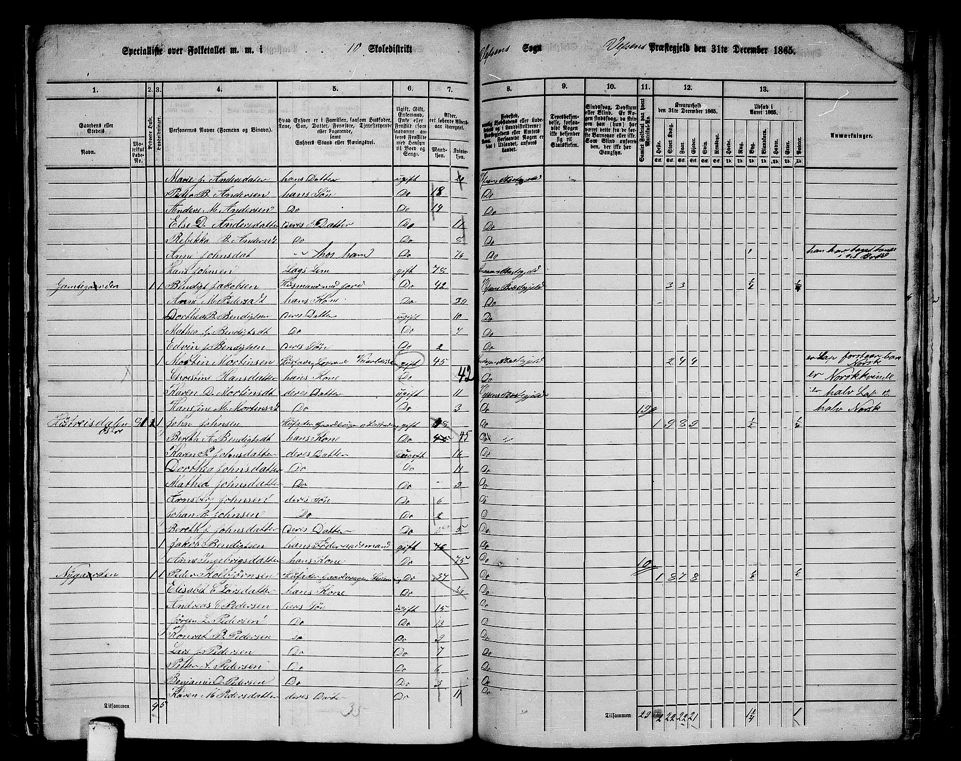 RA, 1865 census for Vefsn, 1865, p. 200