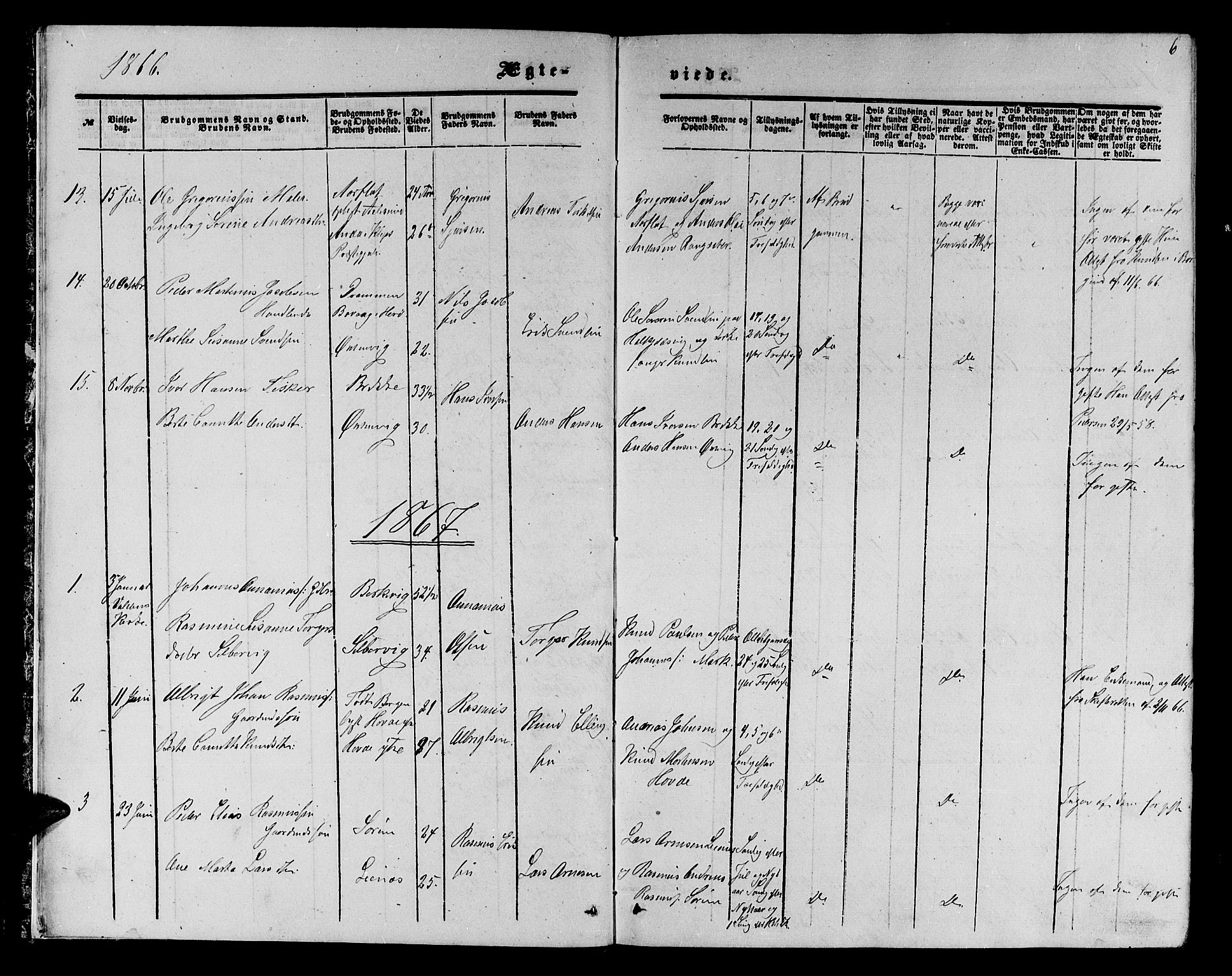 Ministerialprotokoller, klokkerbøker og fødselsregistre - Møre og Romsdal, AV/SAT-A-1454/513/L0188: Parish register (copy) no. 513C02, 1865-1882, p. 6