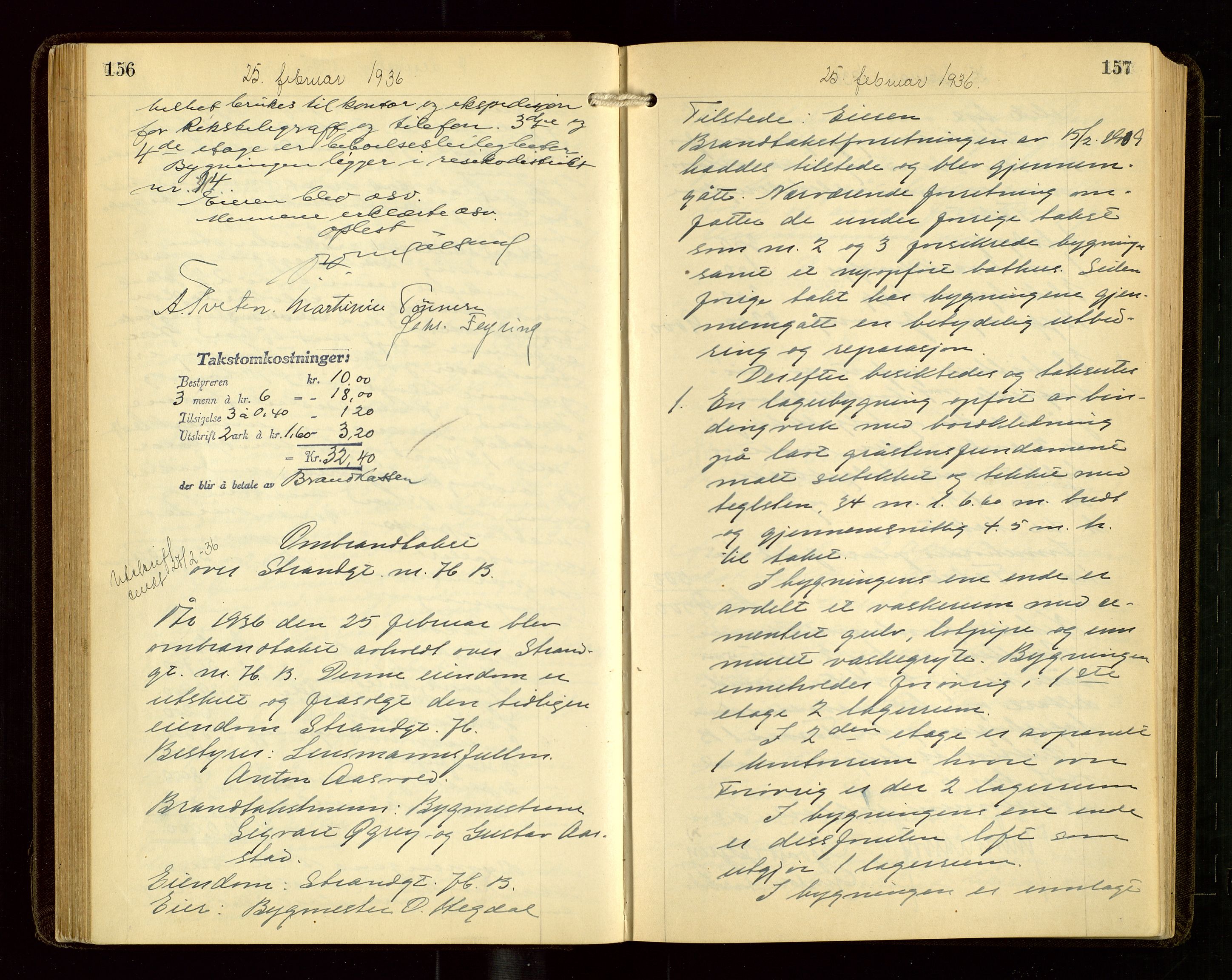 Eigersund lensmannskontor, AV/SAST-A-100171/God/L0011: "Branntakstprotokoll", 1930-1942, p. 156-157