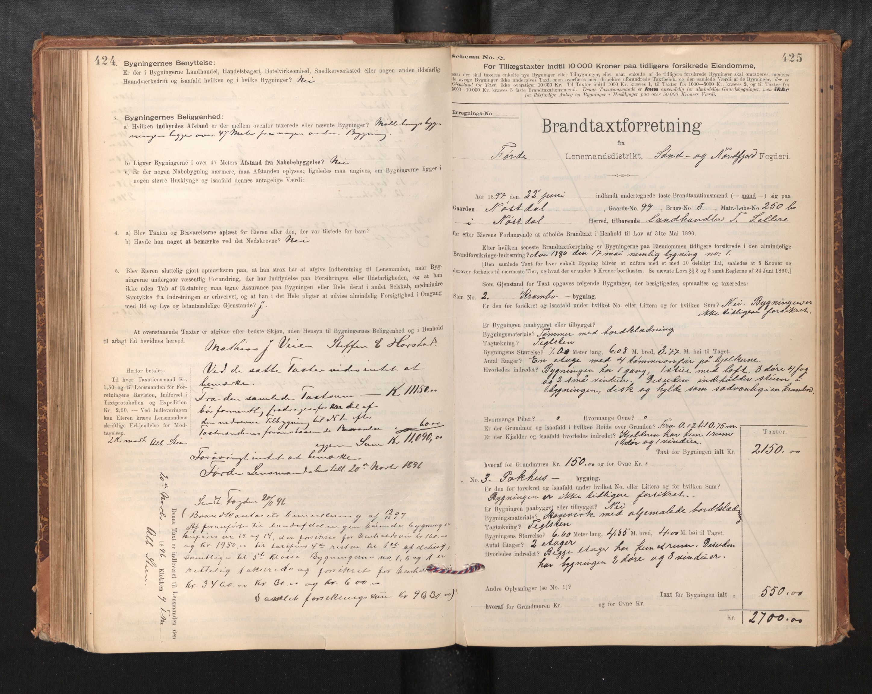 Lensmannen i Førde, SAB/A-27401/0012/L0008: Branntakstprotokoll, skjematakst, 1895-1922, p. 424-425