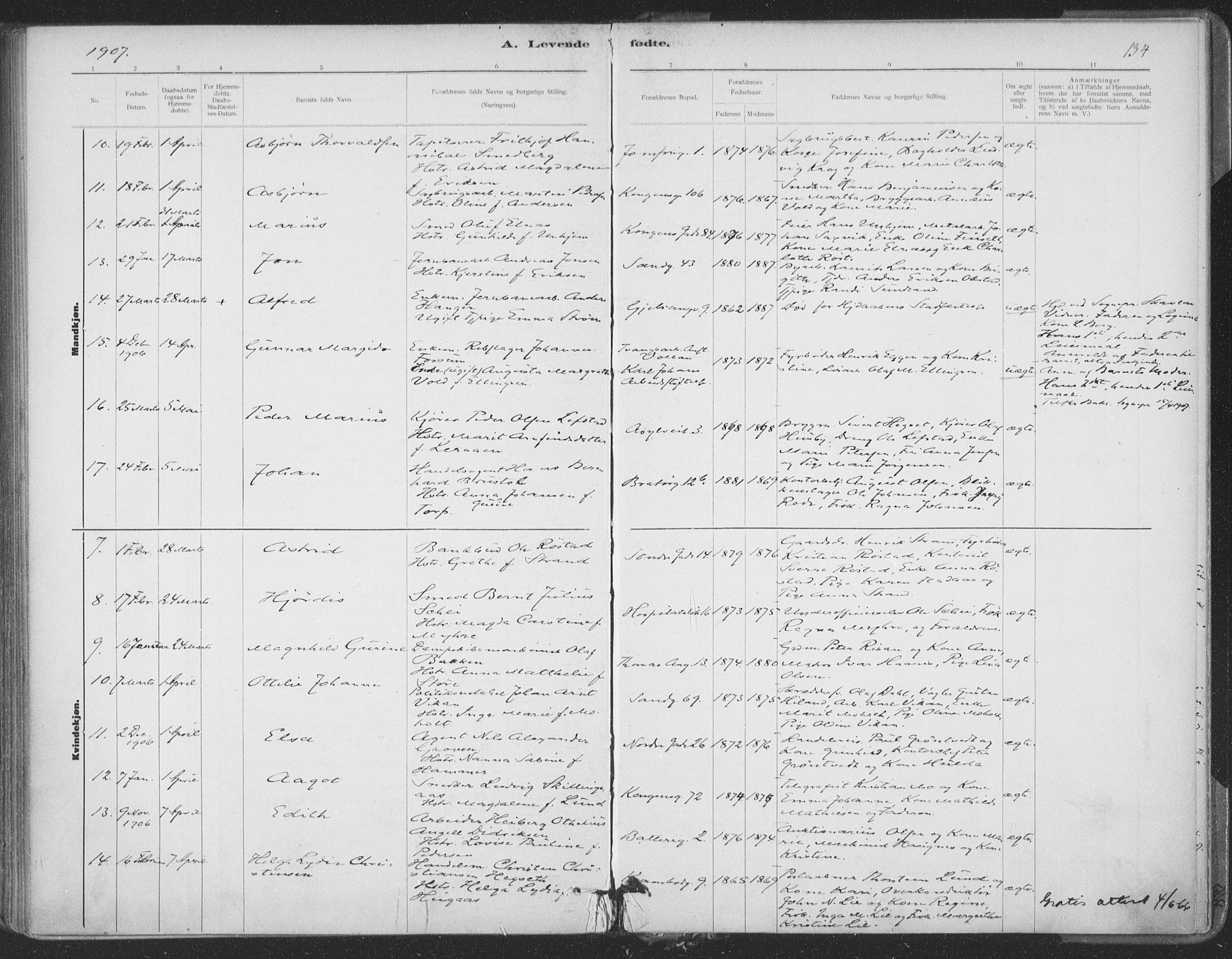 Ministerialprotokoller, klokkerbøker og fødselsregistre - Sør-Trøndelag, SAT/A-1456/602/L0122: Parish register (official) no. 602A20, 1892-1908, p. 134