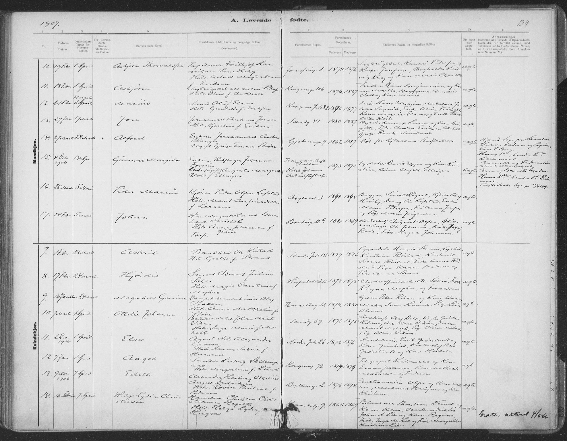Ministerialprotokoller, klokkerbøker og fødselsregistre - Sør-Trøndelag, AV/SAT-A-1456/602/L0122: Parish register (official) no. 602A20, 1892-1908, p. 134