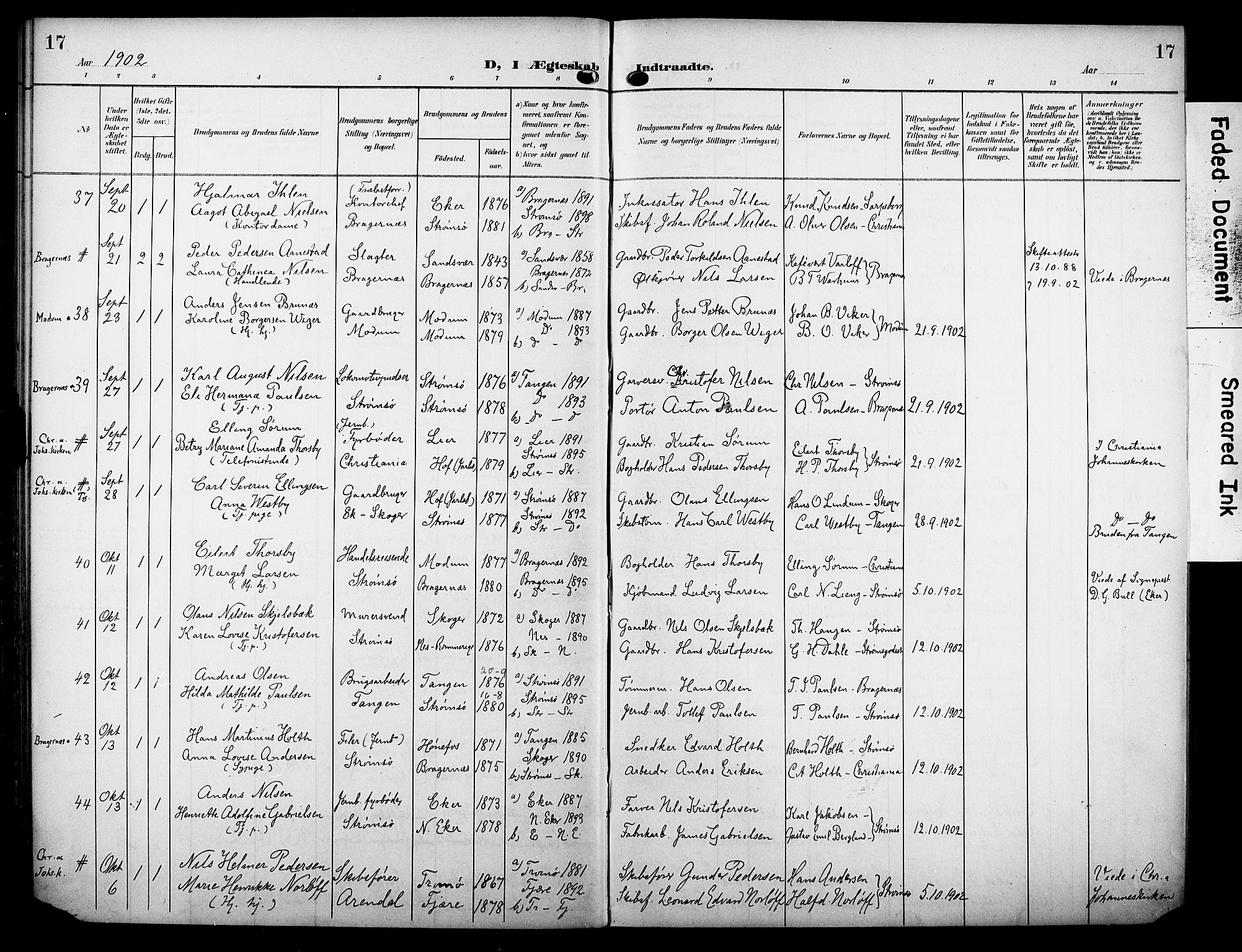 Strømsø kirkebøker, AV/SAKO-A-246/F/Fa/L0024: Parish register (official) no. I 24, 1899-1912, p. 17