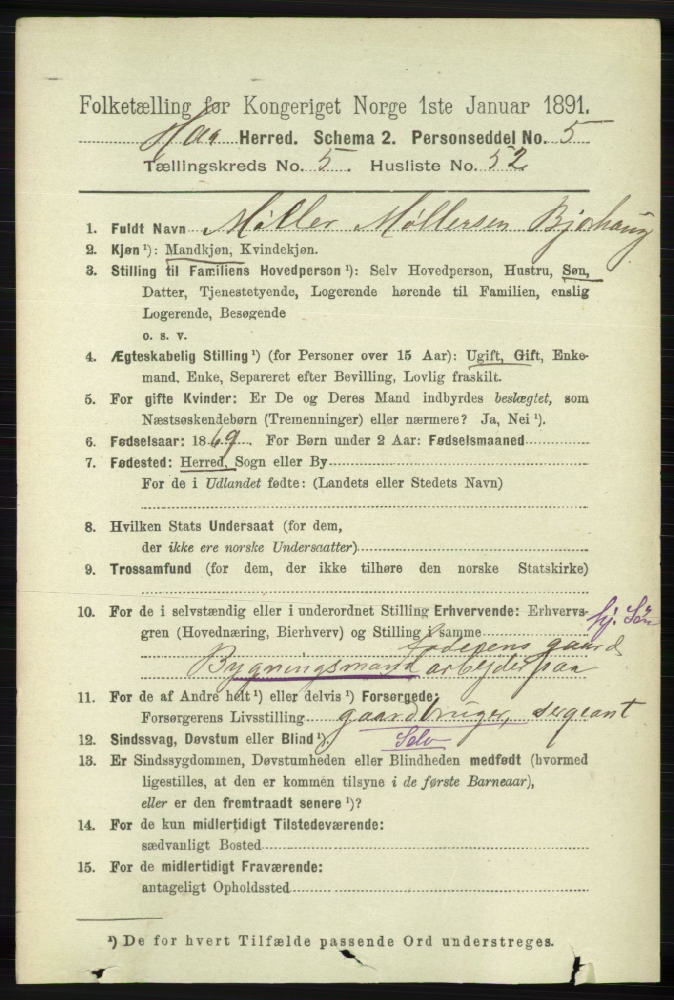 RA, 1891 census for 1119 Hå, 1891, p. 1684