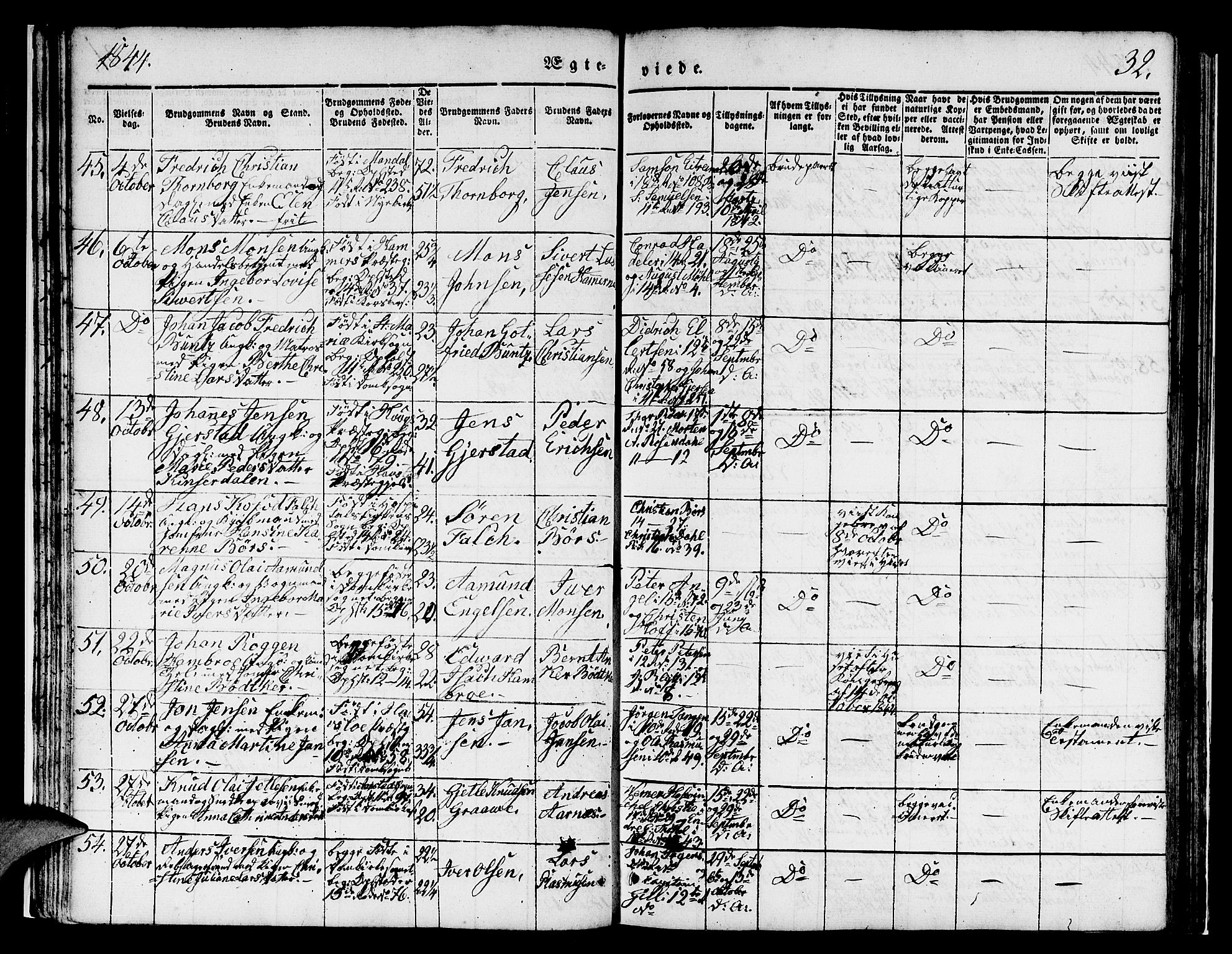 Domkirken sokneprestembete, AV/SAB-A-74801/H/Hab/L0029: Parish register (copy) no. D 1, 1839-1857, p. 32
