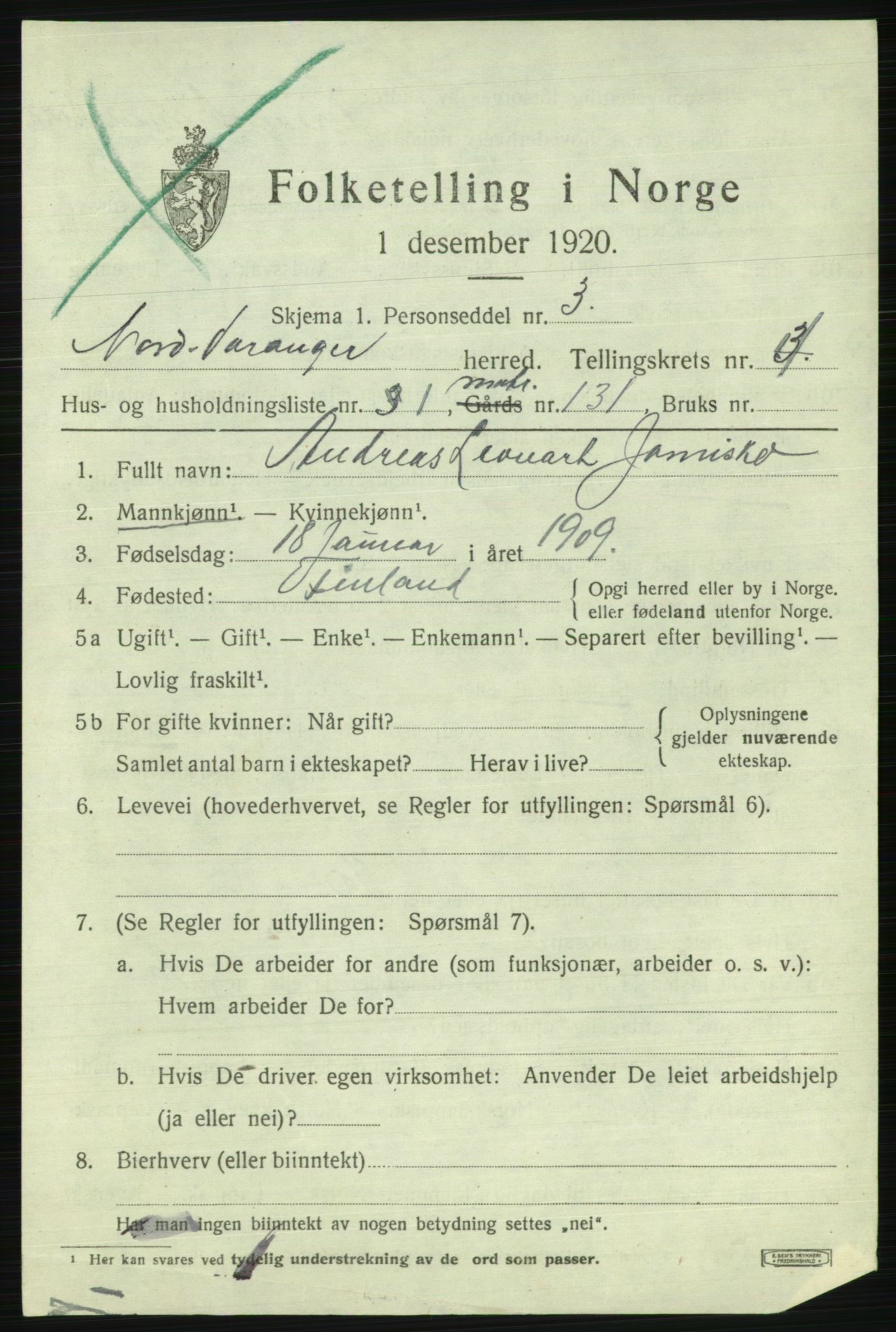 SATØ, 1920 census for Nord-Varanger, 1920, p. 1670