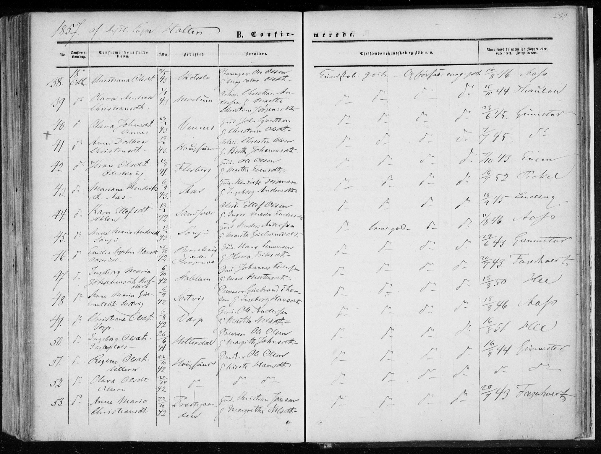 Eiker kirkebøker, AV/SAKO-A-4/F/Fa/L0015a: Parish register (official) no. I 15A, 1854-1860, p. 239