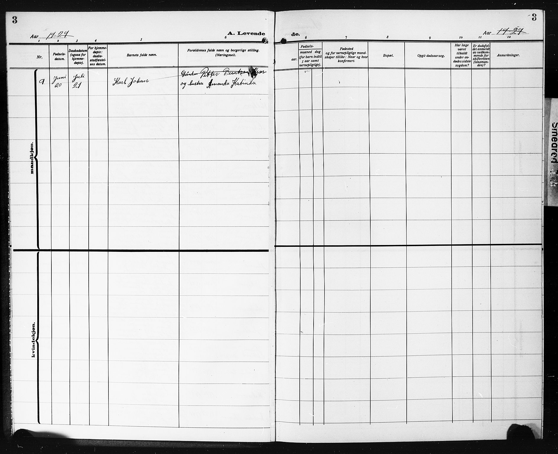 Brunlanes kirkebøker, AV/SAKO-A-342/G/Gb/L0004: Parish register (copy) no. II 4, 1928-1931, p. 3