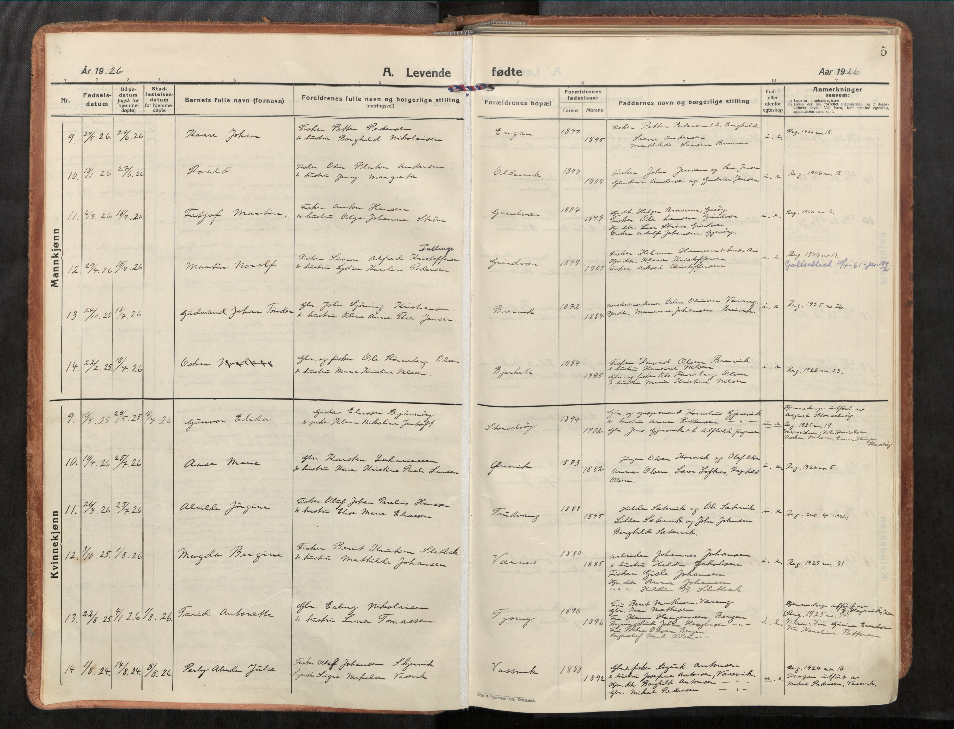 Rødøy sokneprestkontor, AV/SAT-A-4397/2/H/Ha/Haa/L0001: Parish register (official) no. 1, 1926-1941, p. 5