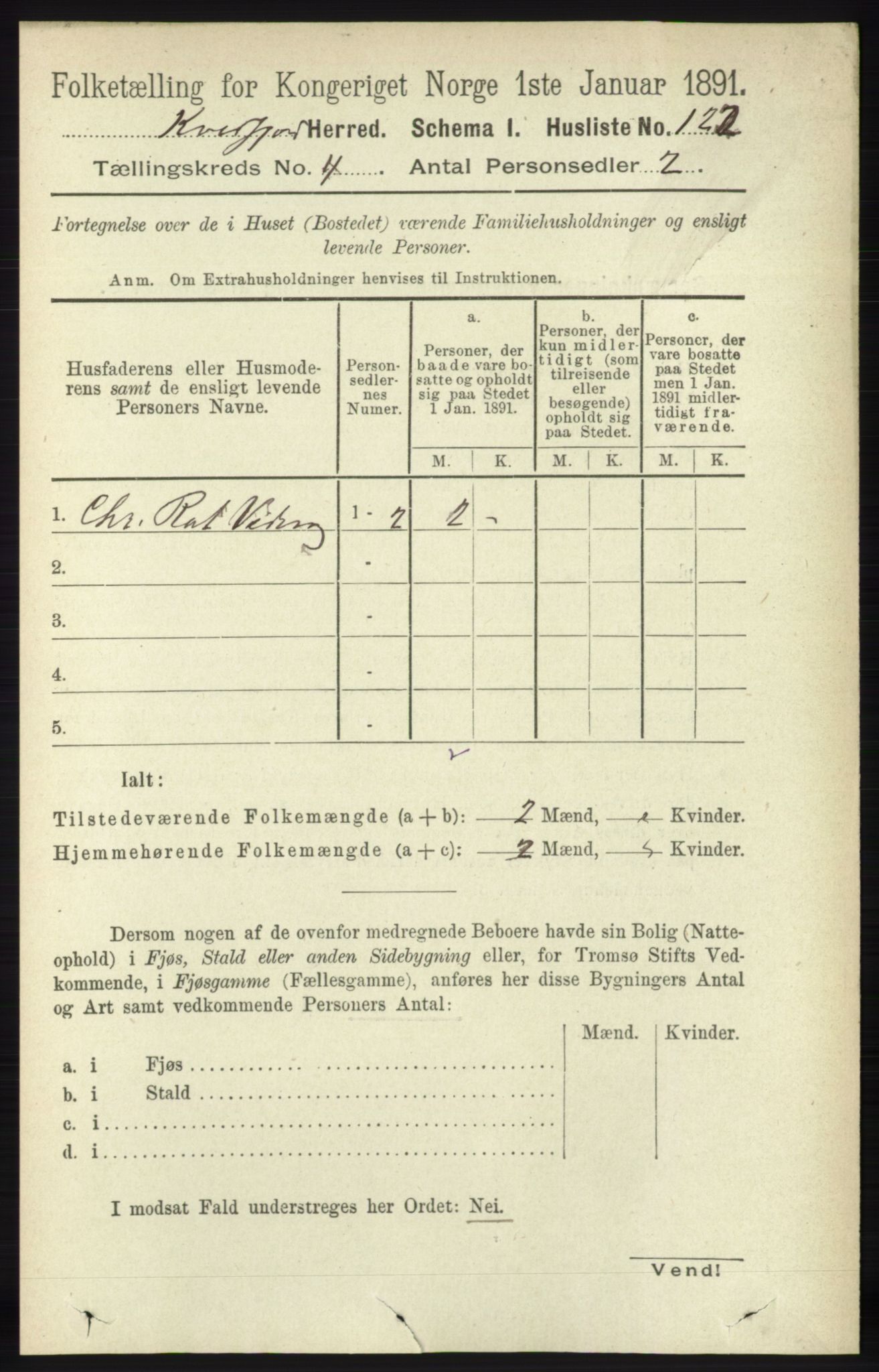 RA, 1891 census for 1911 Kvæfjord, 1891, p. 1872