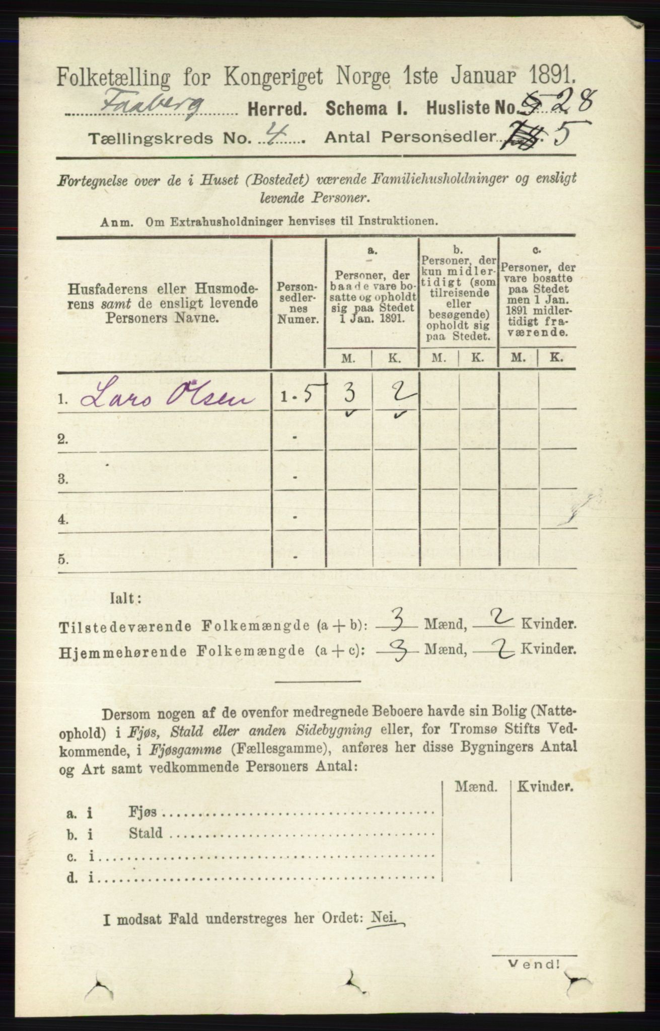 RA, 1891 census for 0524 Fåberg, 1891, p. 1193