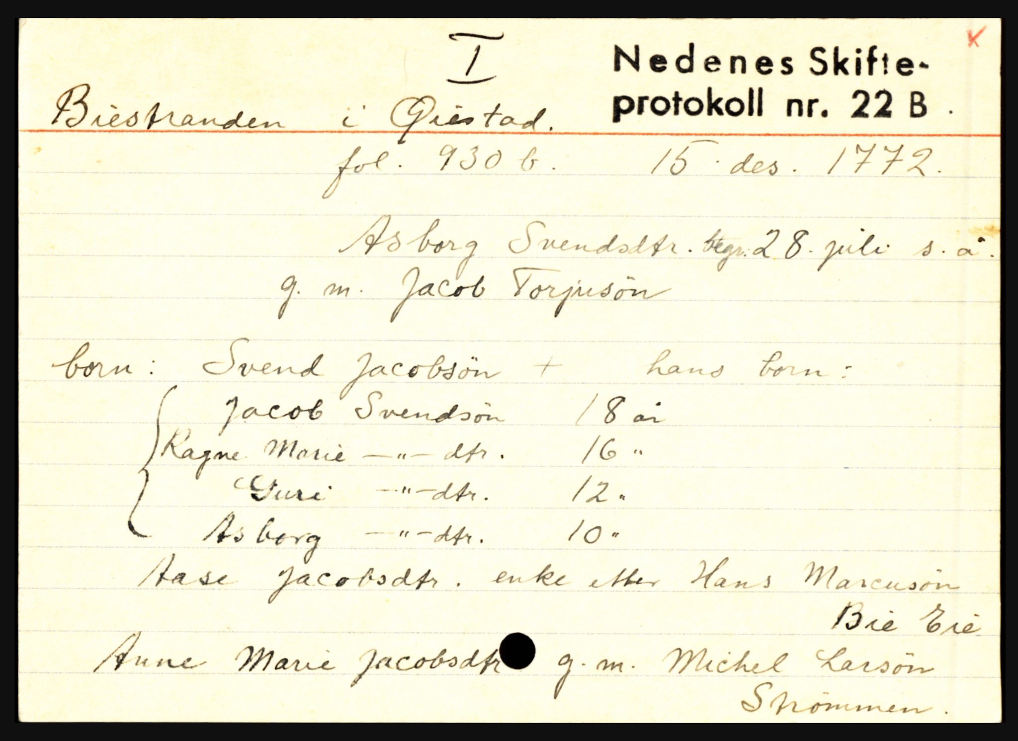 Nedenes sorenskriveri før 1824, AV/SAK-1221-0007/H, p. 2395