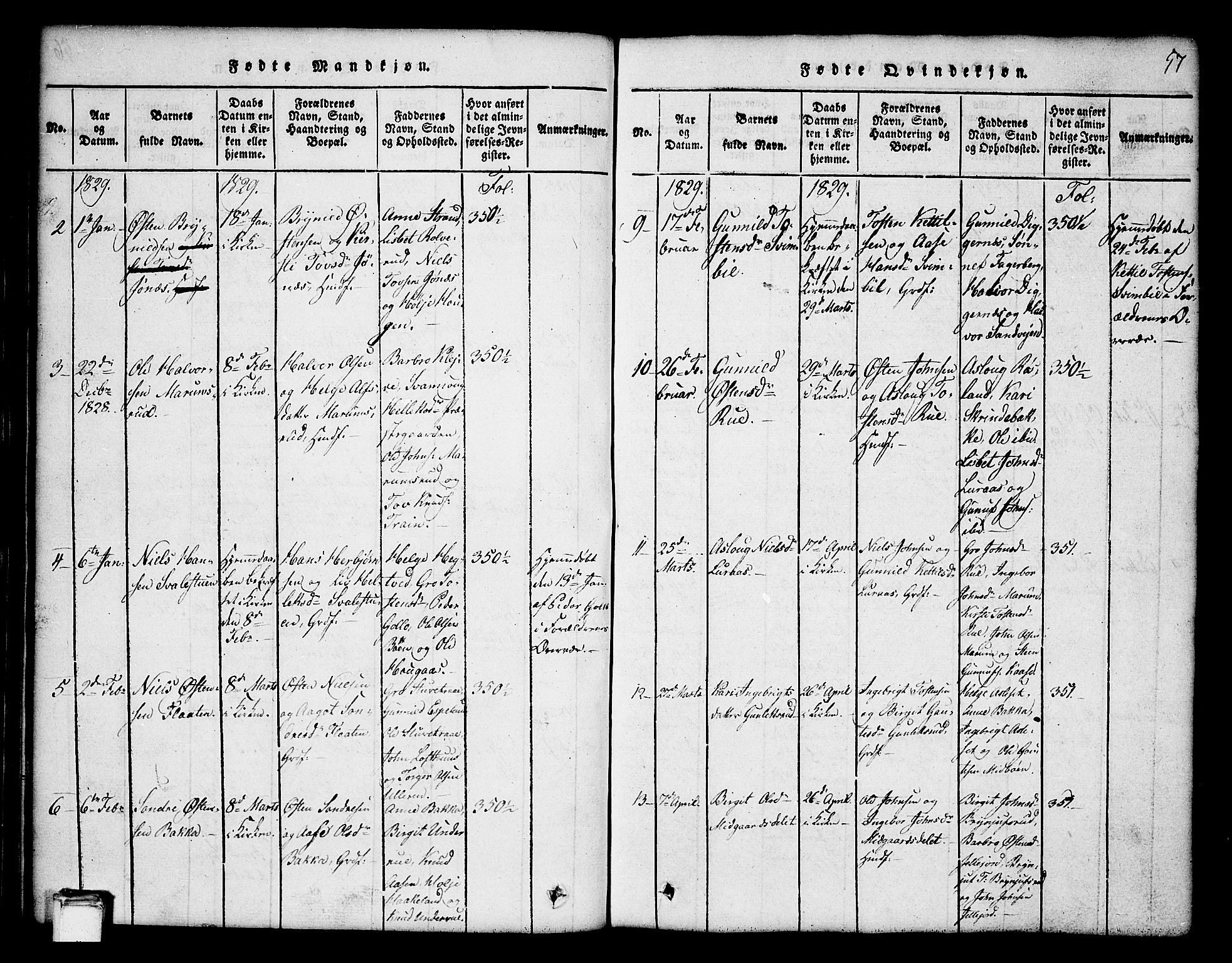 Tinn kirkebøker, AV/SAKO-A-308/G/Ga/L0001: Parish register (copy) no. I 1, 1815-1850, p. 57