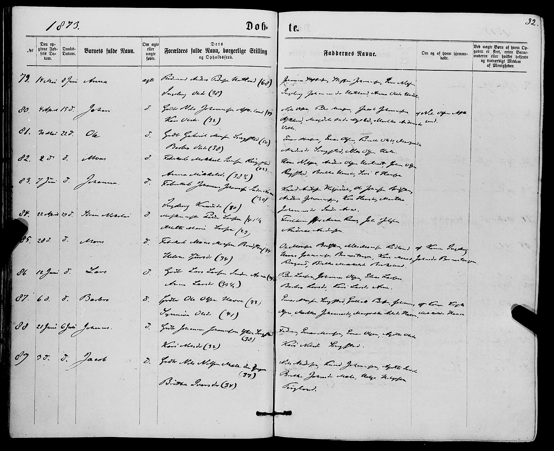 Haus sokneprestembete, SAB/A-75601/H/Haa: Parish register (official) no. A 18, 1871-1877, p. 32