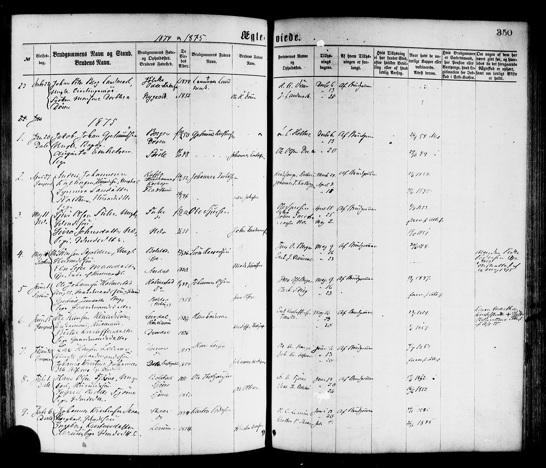 Luster sokneprestembete, AV/SAB-A-81101/H/Haa/Haaa/L0010: Parish register (official) no. A 10, 1871-1886, p. 350