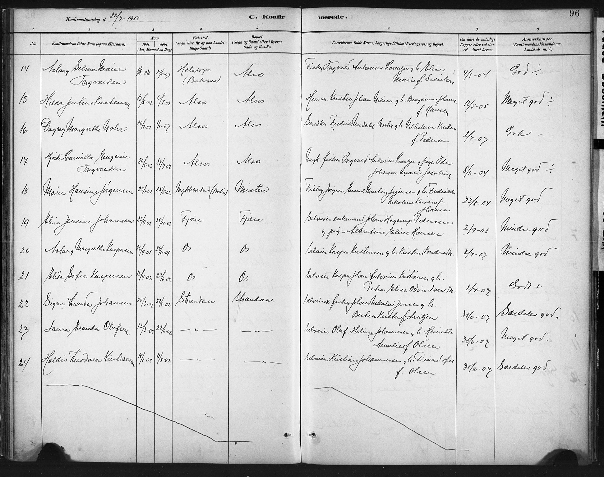 Ministerialprotokoller, klokkerbøker og fødselsregistre - Nordland, SAT/A-1459/803/L0071: Parish register (official) no. 803A01, 1881-1897, p. 96