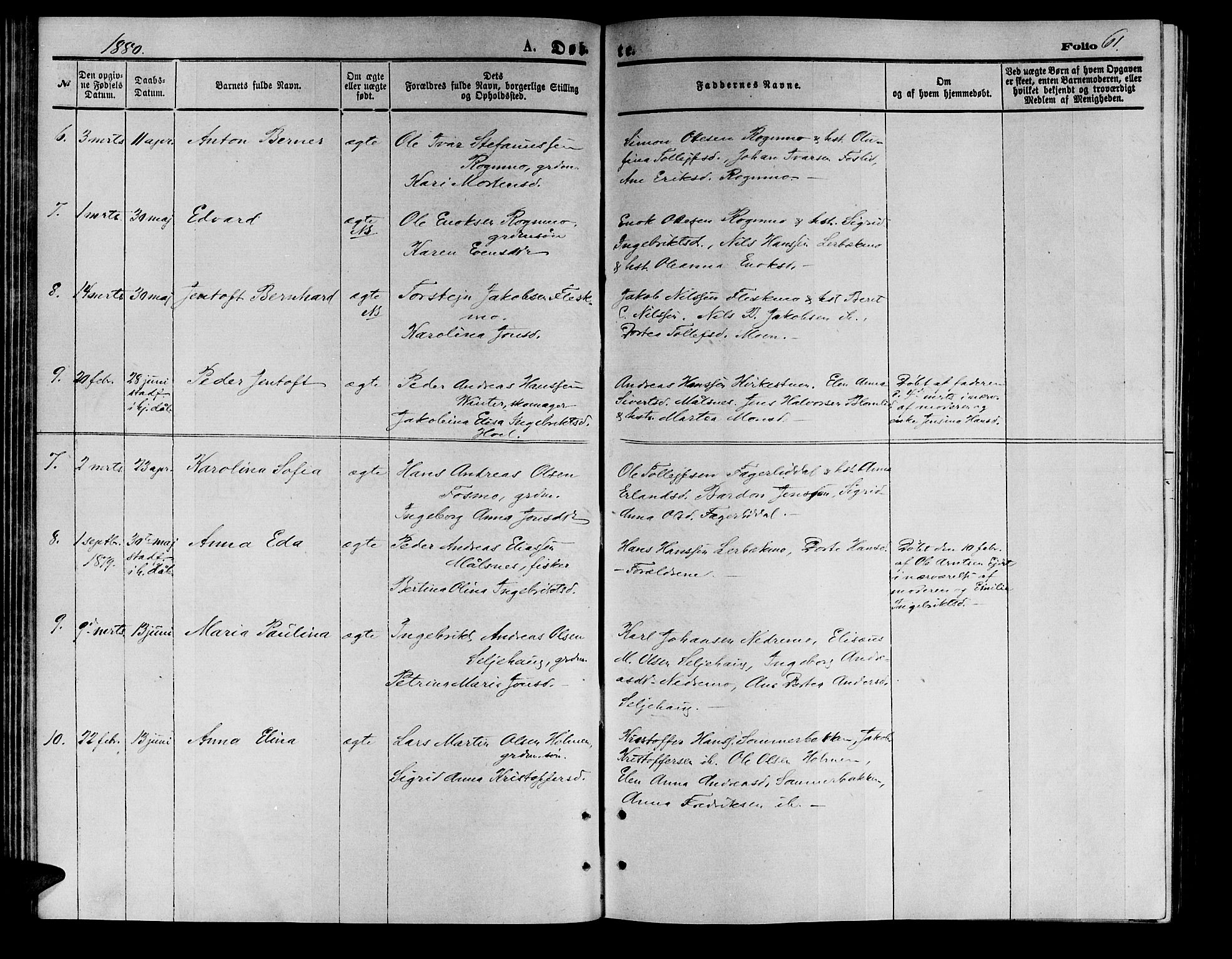 Målselv sokneprestembete, AV/SATØ-S-1311/G/Ga/Gab/L0003klokker: Parish register (copy) no. 3, 1874-1885, p. 61