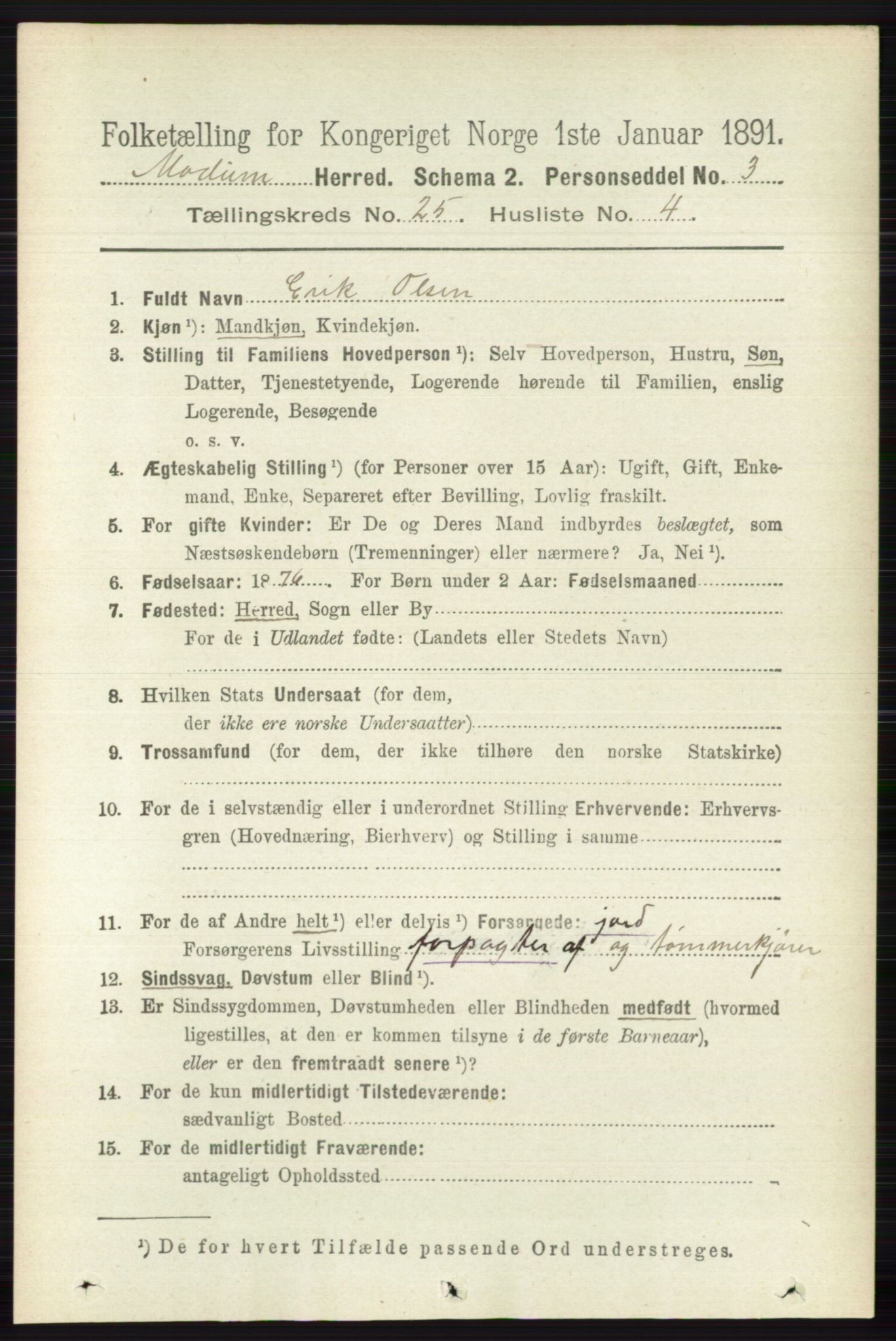 RA, 1891 census for 0623 Modum, 1891, p. 9057