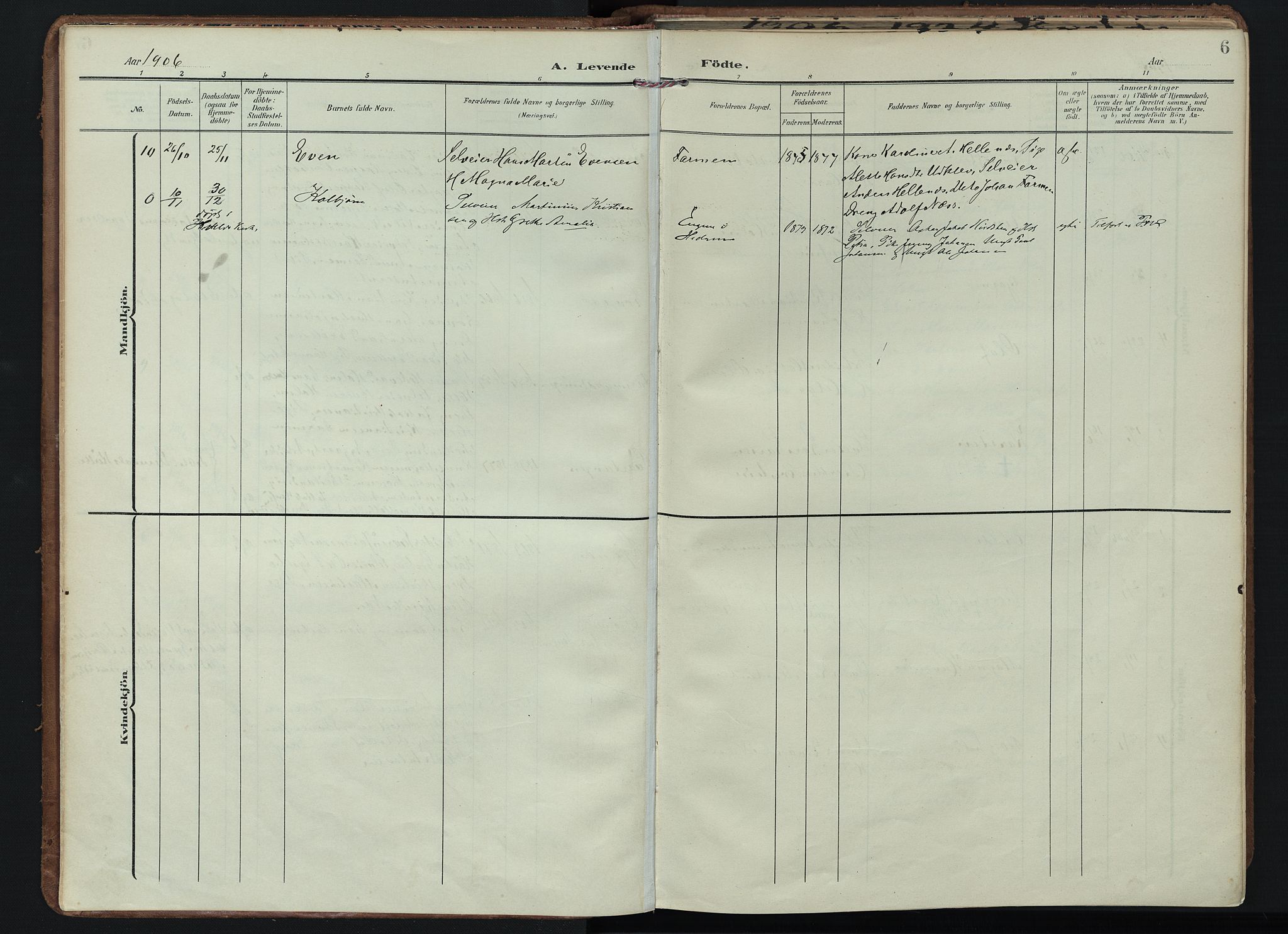 Hedrum kirkebøker, AV/SAKO-A-344/F/Fb/L0002: Parish register (official) no. II 2, 1906-1924, p. 6