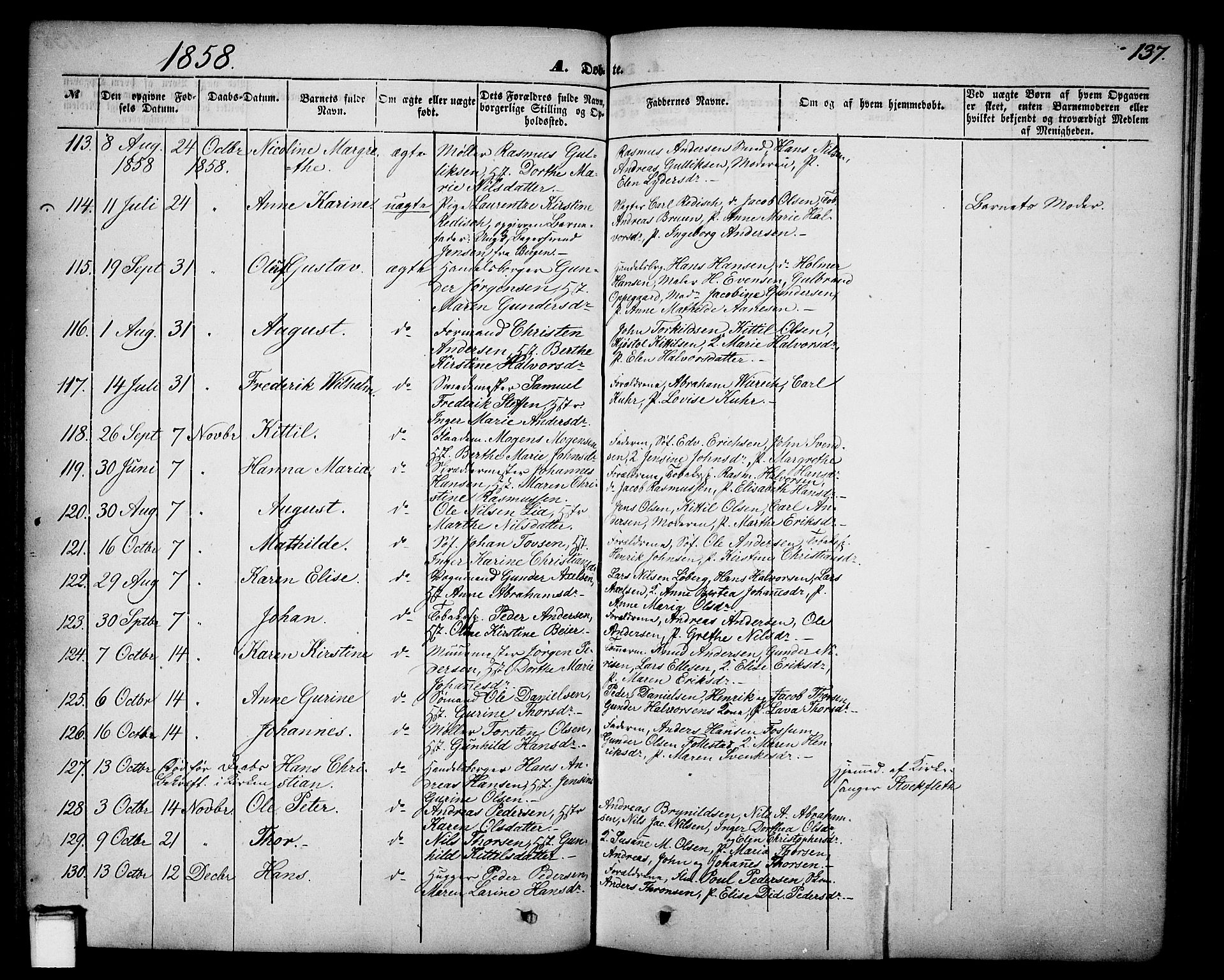 Skien kirkebøker, AV/SAKO-A-302/G/Ga/L0004: Parish register (copy) no. 4, 1843-1867, p. 137