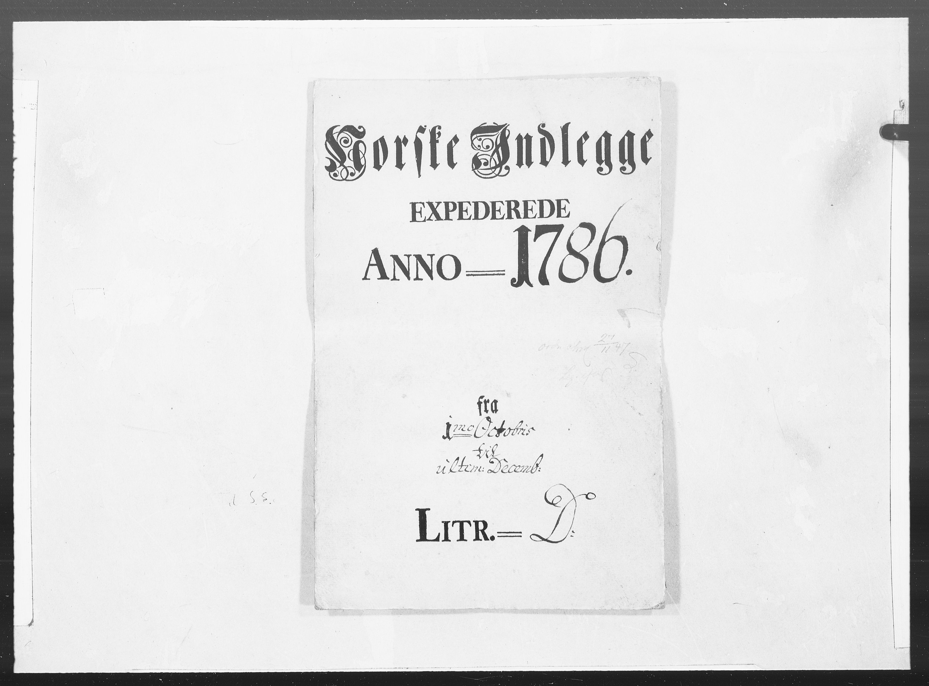 Danske Kanselli 1572-1799, RA/EA-3023/F/Fc/Fcc/Fcca/L0263: Norske innlegg 1572-1799, 1786, p. 1