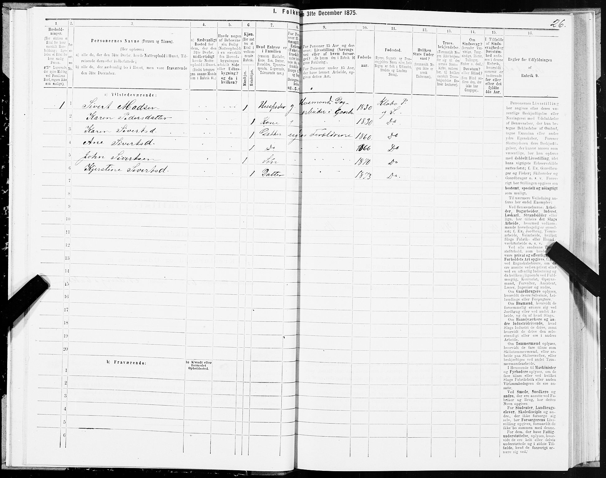 SAT, 1875 census for 1662P Klæbu, 1875, p. 2026