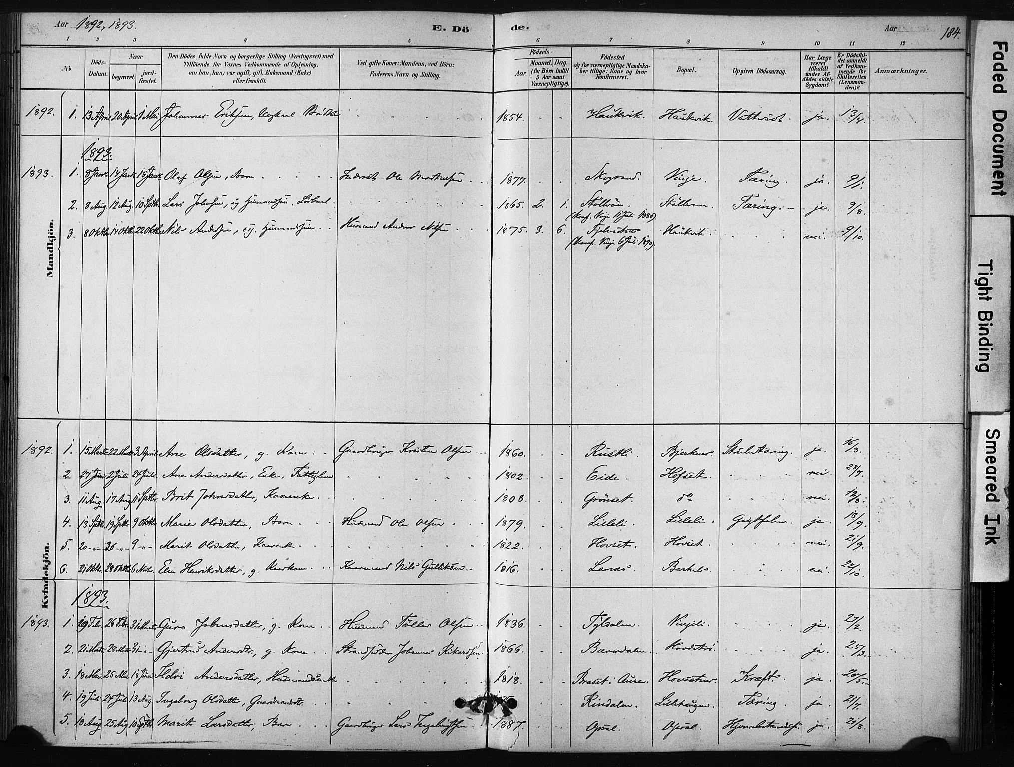 Ministerialprotokoller, klokkerbøker og fødselsregistre - Sør-Trøndelag, SAT/A-1456/631/L0512: Parish register (official) no. 631A01, 1879-1912, p. 184