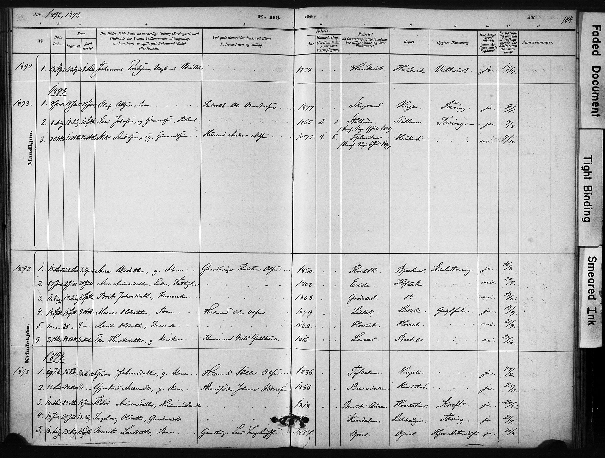 Ministerialprotokoller, klokkerbøker og fødselsregistre - Sør-Trøndelag, AV/SAT-A-1456/631/L0512: Parish register (official) no. 631A01, 1879-1912, p. 184