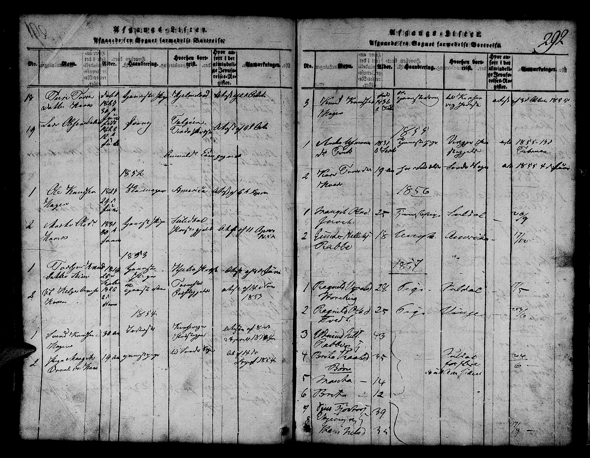 Røldal sokneprestembete, SAB/A-100247: Parish register (copy) no. A 1, 1817-1860, p. 292