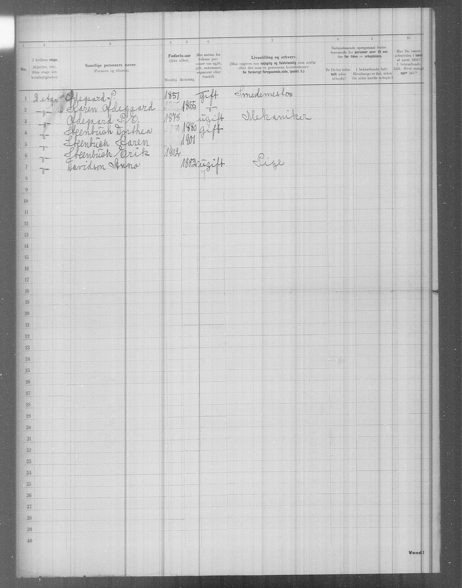 OBA, Municipal Census 1902 for Kristiania, 1902, p. 3313