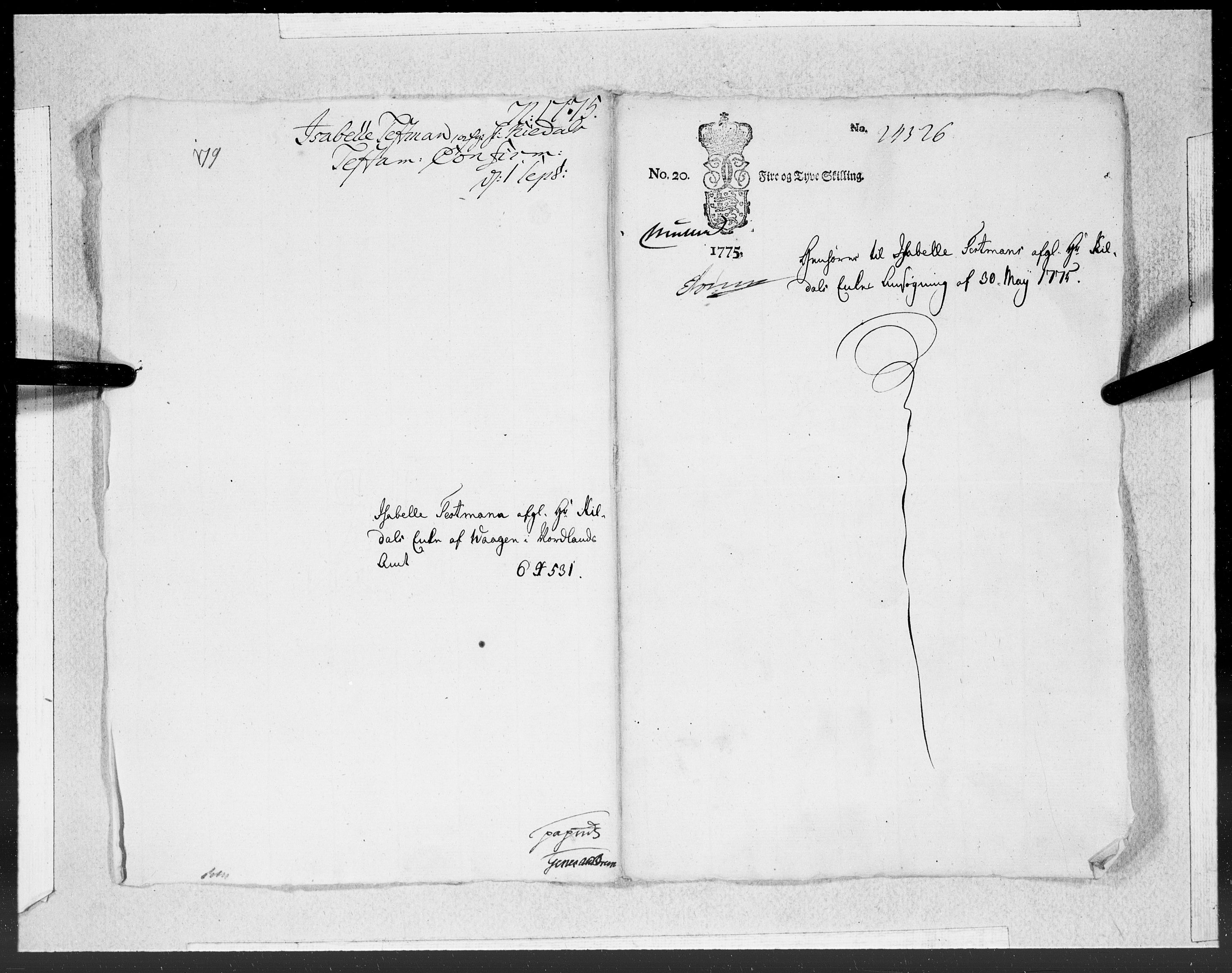 Danske Kanselli 1572-1799, RA/EA-3023/F/Fc/Fcc/Fcca/L0217: Norske innlegg 1572-1799, 1775, p. 282