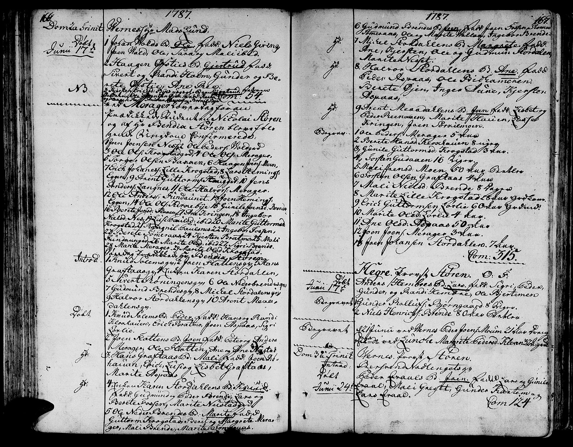 Ministerialprotokoller, klokkerbøker og fødselsregistre - Nord-Trøndelag, SAT/A-1458/709/L0059: Parish register (official) no. 709A06, 1781-1797, p. 166-167