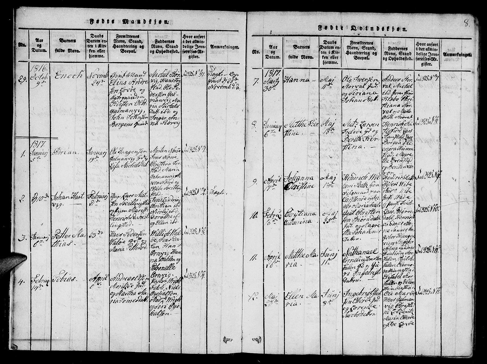 Ministerialprotokoller, klokkerbøker og fødselsregistre - Nord-Trøndelag, AV/SAT-A-1458/784/L0667: Parish register (official) no. 784A03 /1, 1816-1829, p. 8