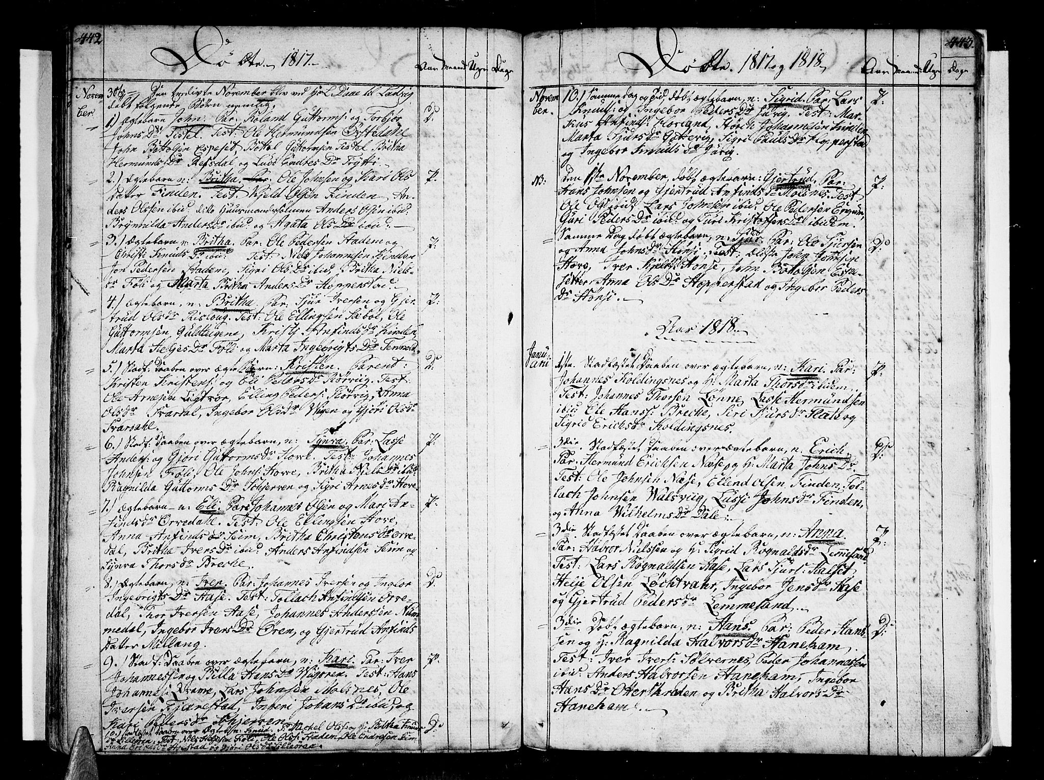 Vik sokneprestembete, SAB/A-81501: Parish register (official) no. A 5, 1787-1820, p. 442-443