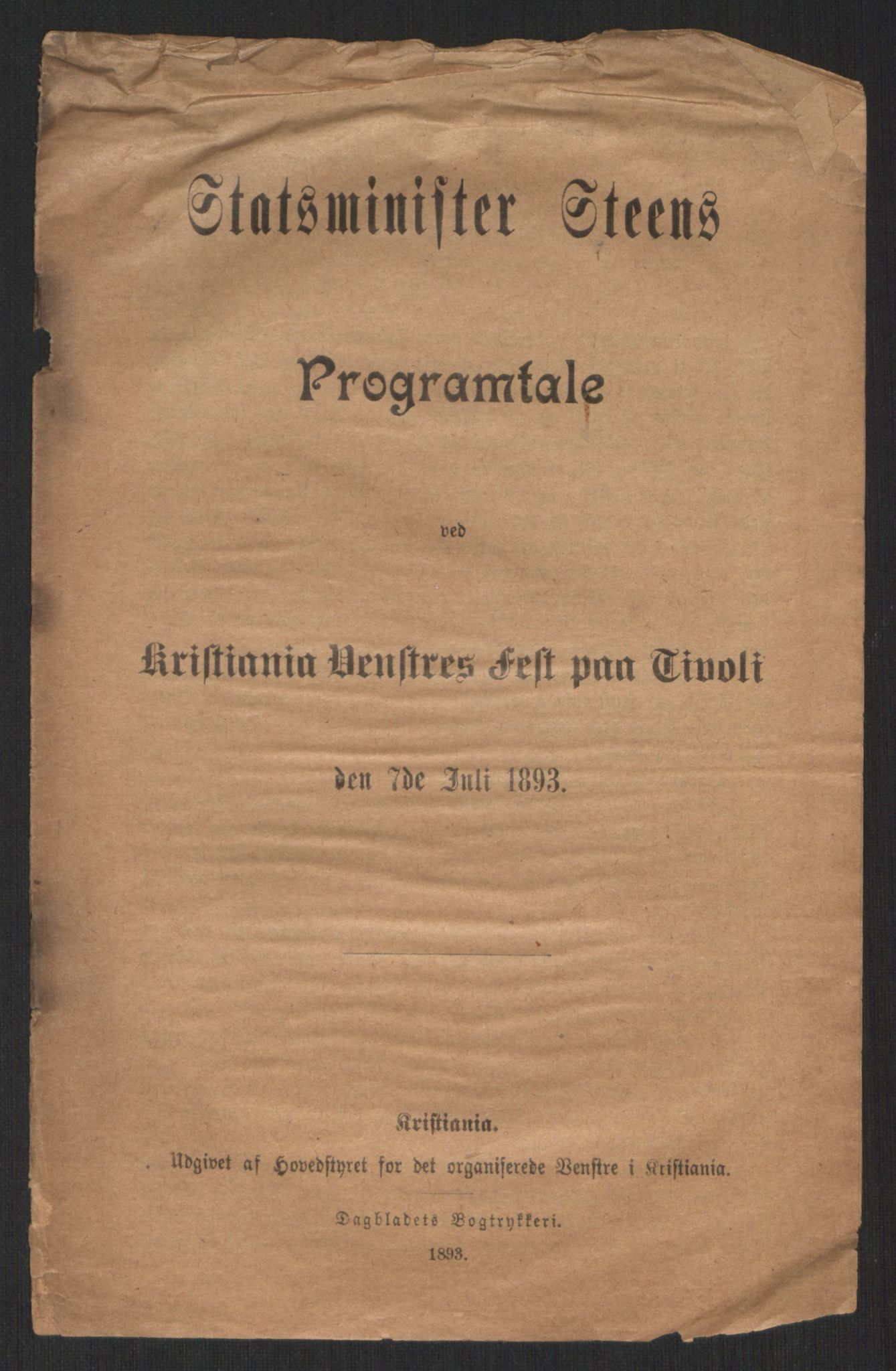 Venstres Hovedorganisasjon, AV/RA-PA-0876/X/L0001: De eldste skrifter, 1860-1936, p. 595