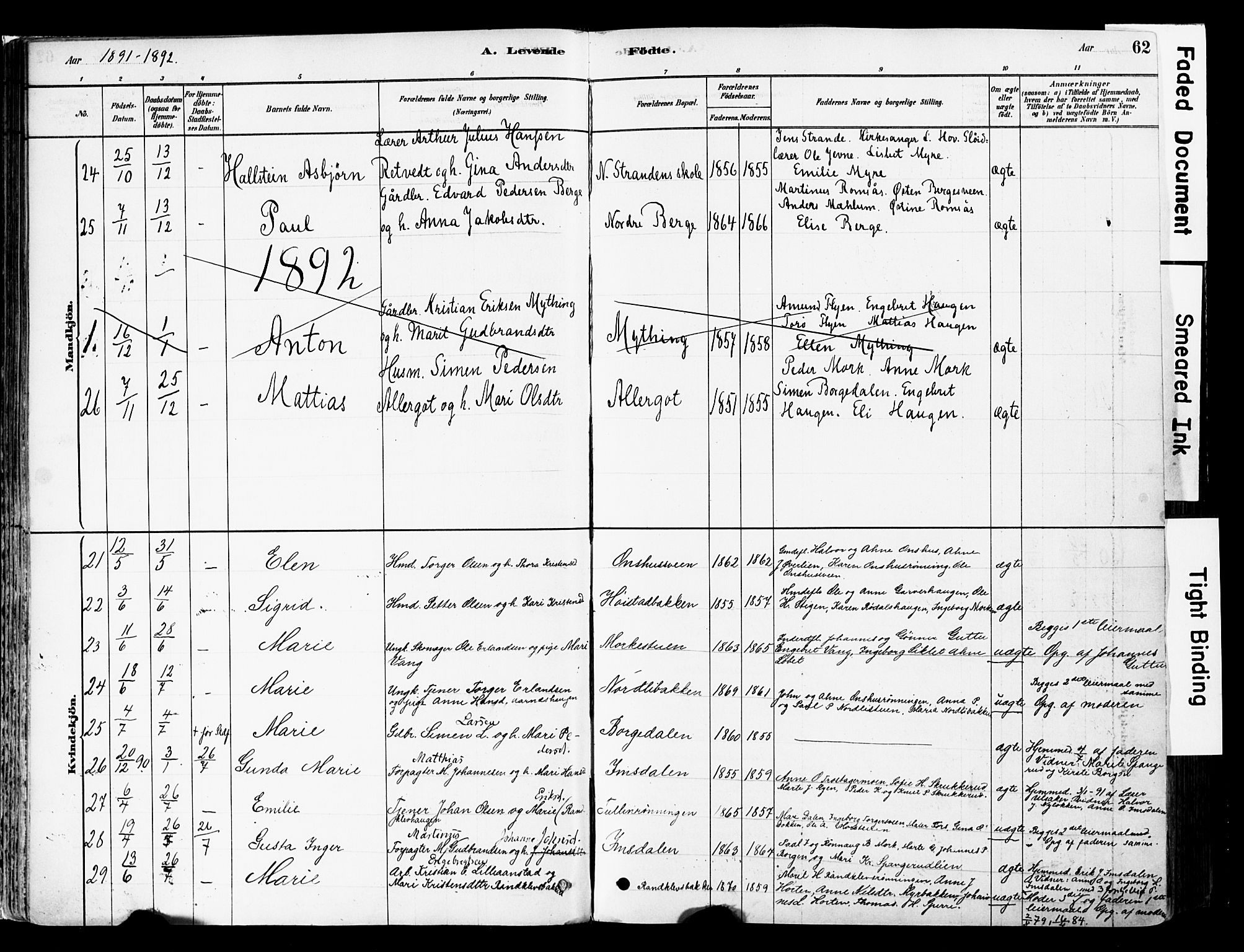 Ringebu prestekontor, AV/SAH-PREST-082/H/Ha/Haa/L0008: Parish register (official) no. 8, 1878-1898, p. 62