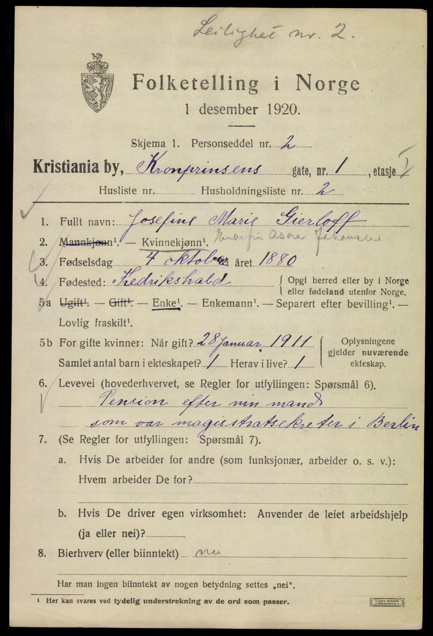 SAO, 1920 census for Kristiania, 1920, p. 353143