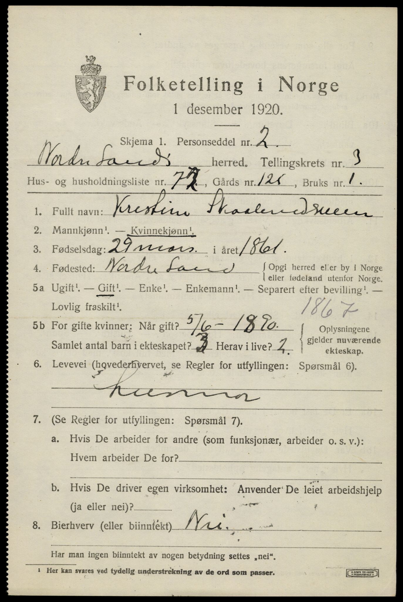 SAH, 1920 census for Nordre Land, 1920, p. 3246