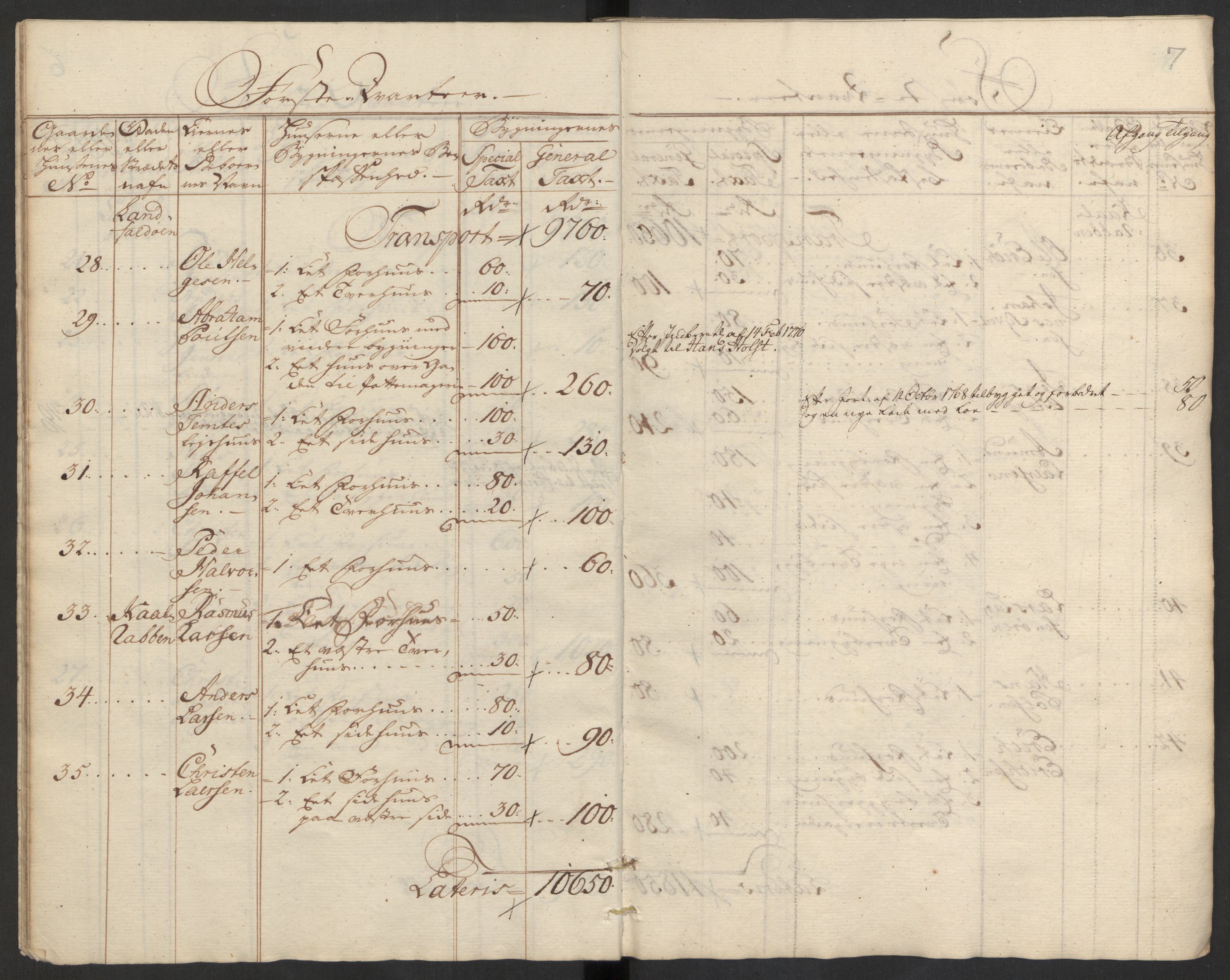 Kommersekollegiet, Brannforsikringskontoret 1767-1814, AV/RA-EA-5458/F/Fa/L0008/0002: Bragernes / Branntakstprotokoll, 1767, p. 7